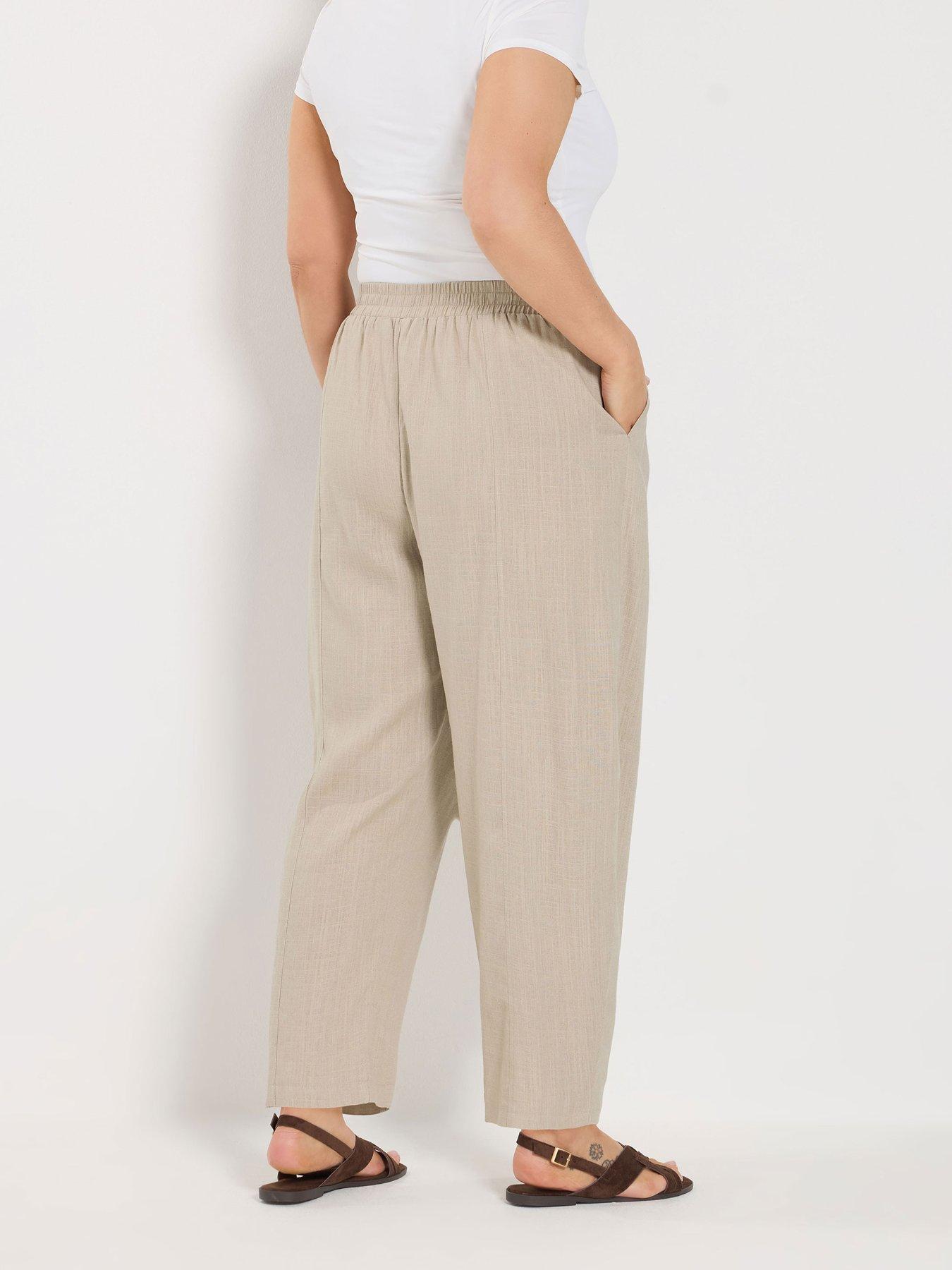 yours-curve-linen-barrel-leg-trousers-creamstillFront