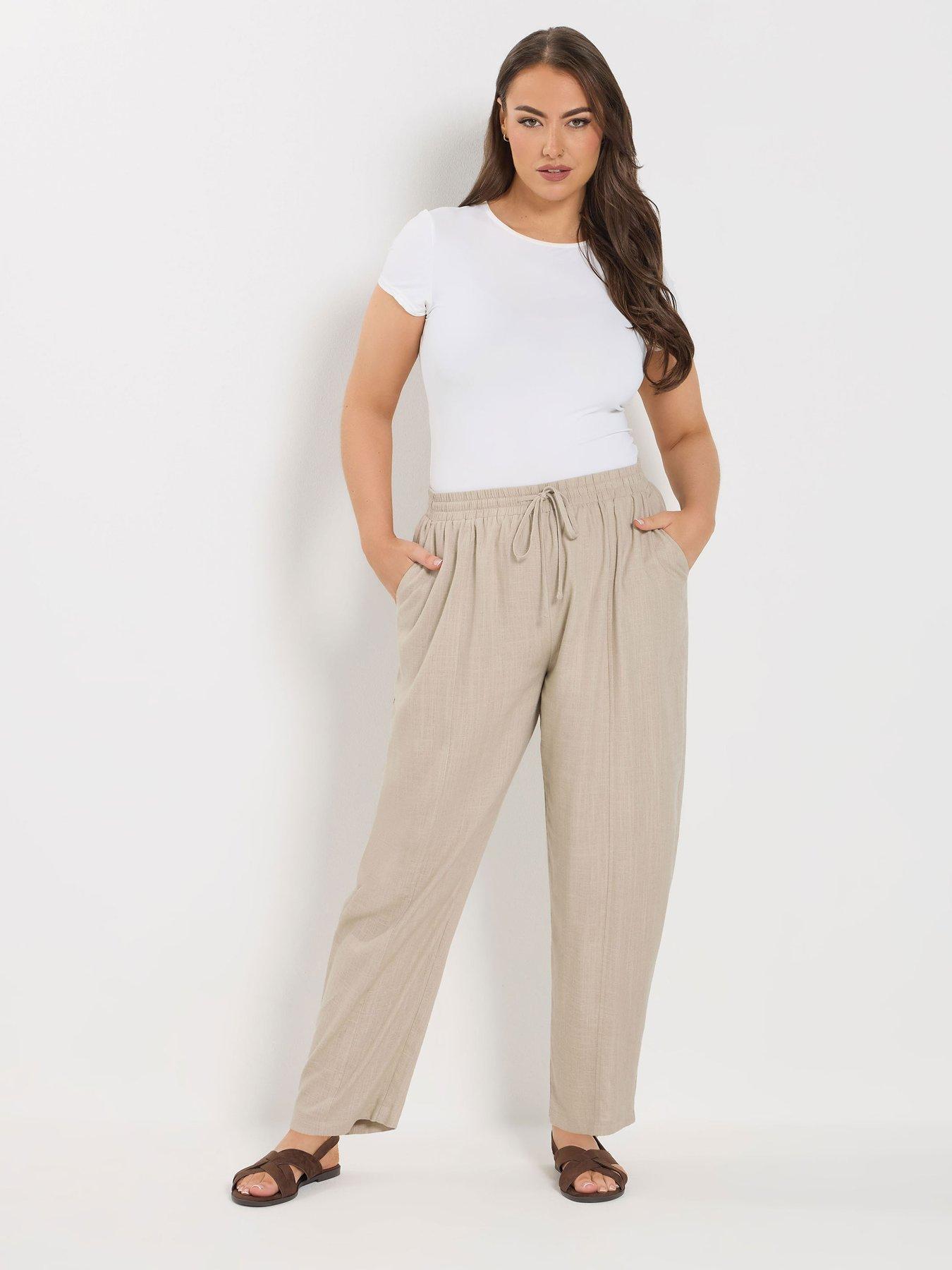 yours-curve-linen-barrel-leg-trousers-creamback