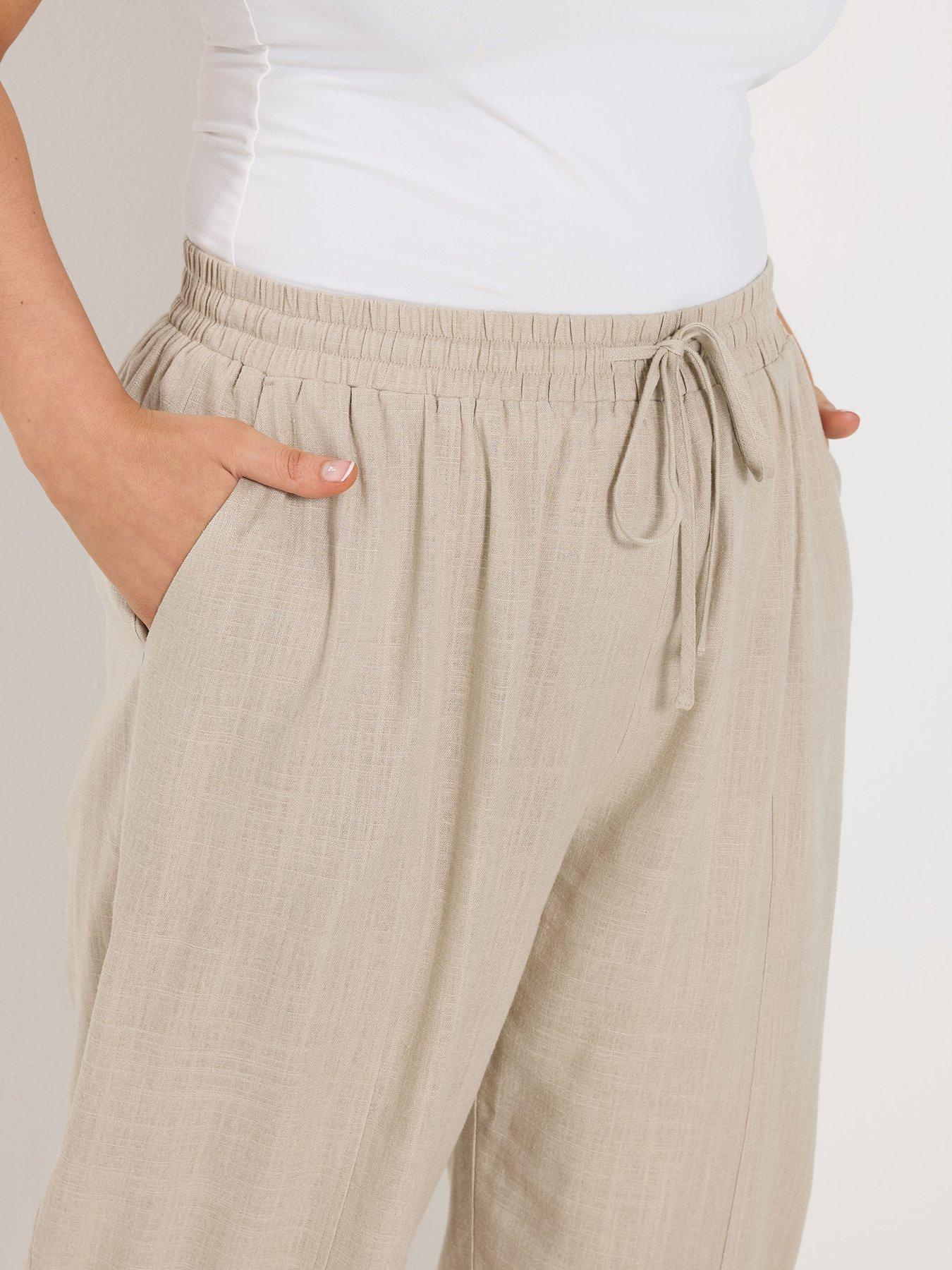 yours-curve-linen-barrel-leg-trousers-creamoutfit