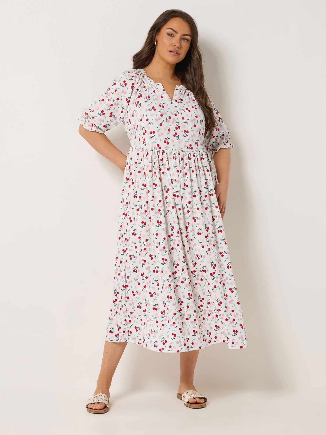 Yours Curve Notchneck Tiered Dress - Cream