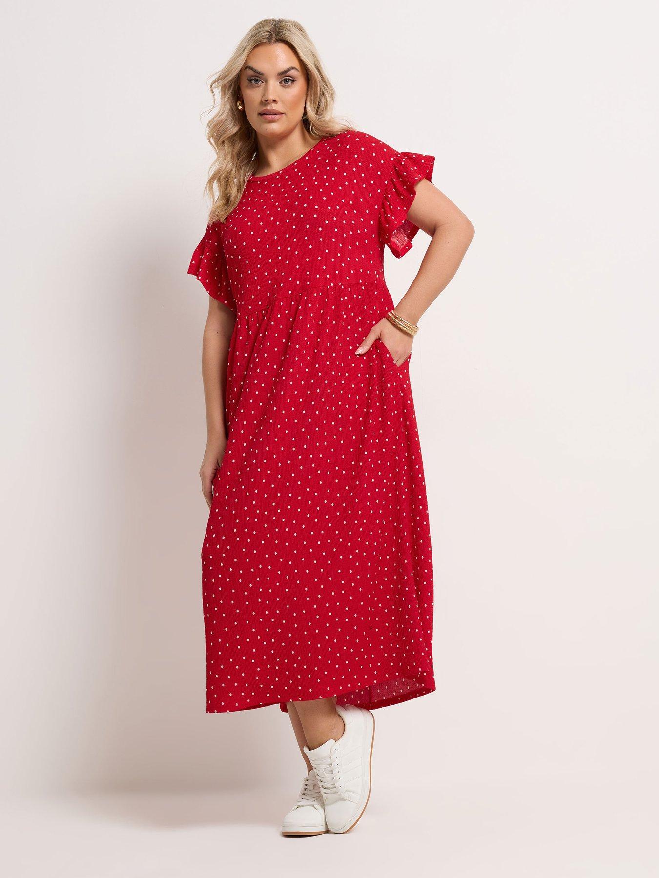 yours-curve-frilled-sleeve-midaxi-dress-red