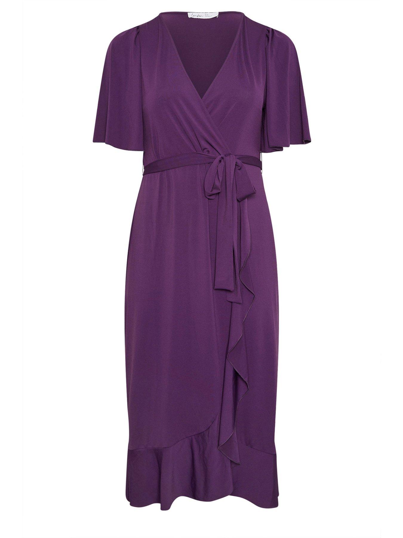 Image 5 of 5 of Yours Curve Wrap Ruffle Maxi Dress - Purple
