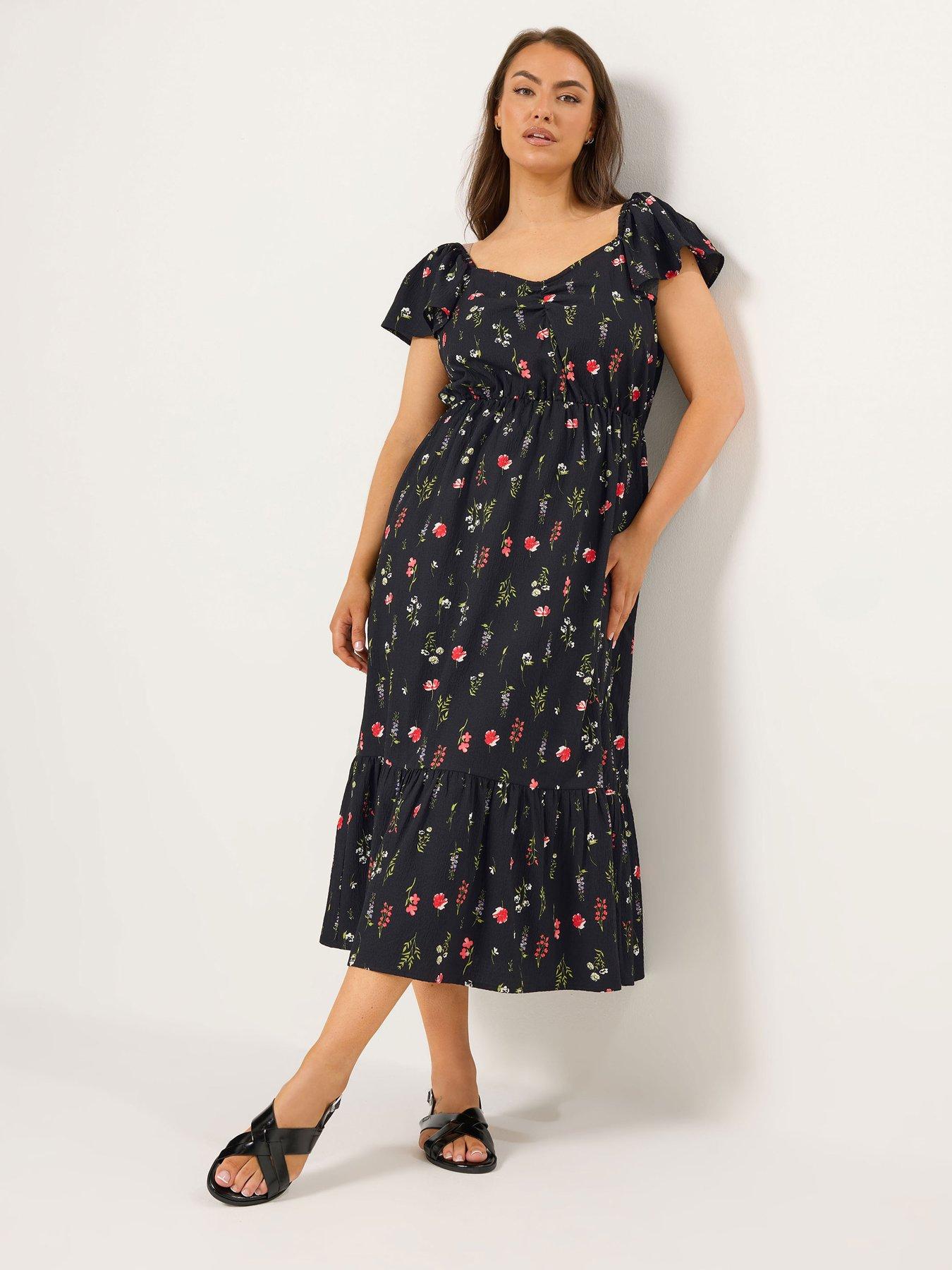 yours-curve-ruched-flutter-midi-dress-blackback