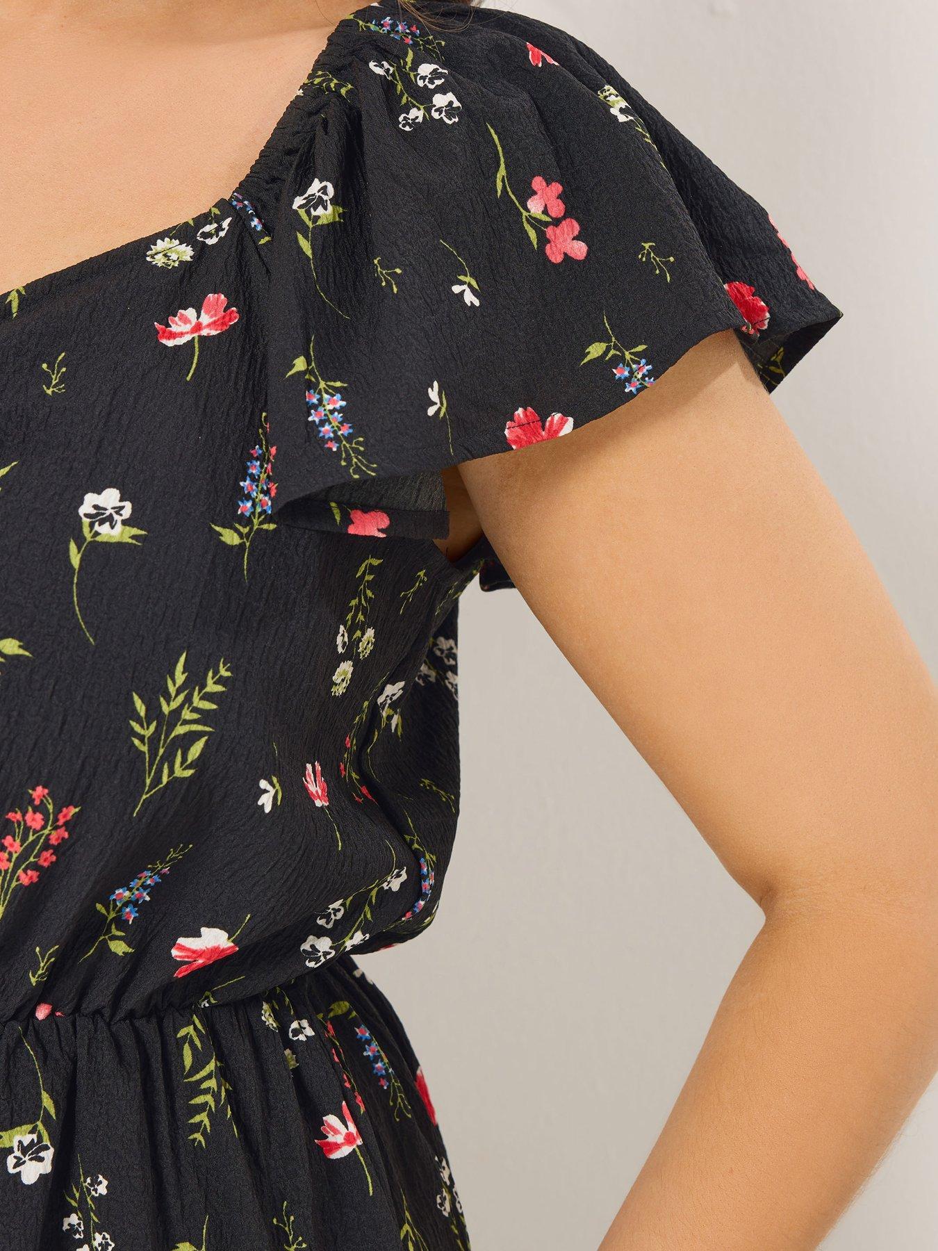 yours-curve-ruched-flutter-midi-dress-blackoutfit