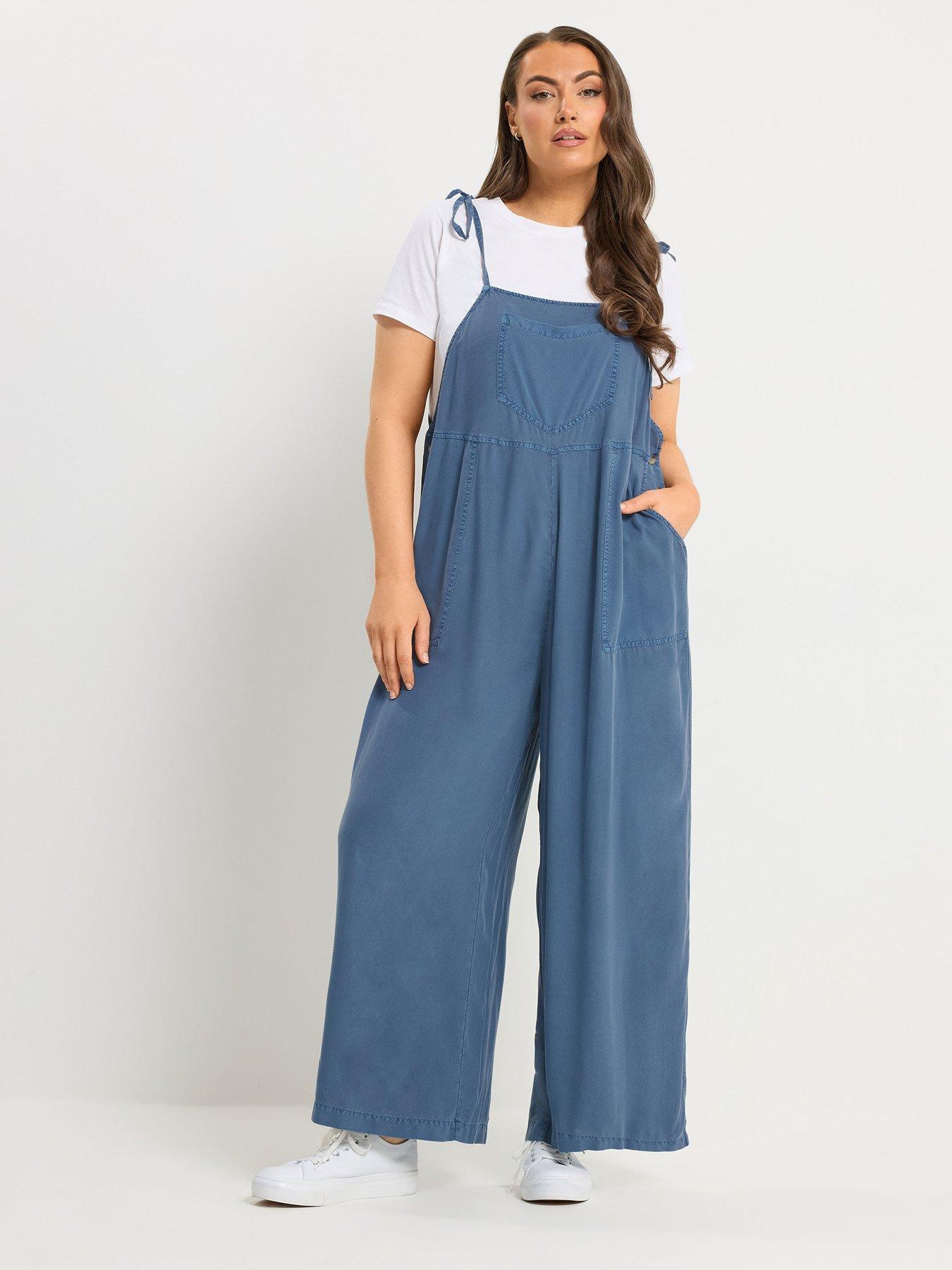 yours-curve-chambray-wide-leg-dungarees-blueback