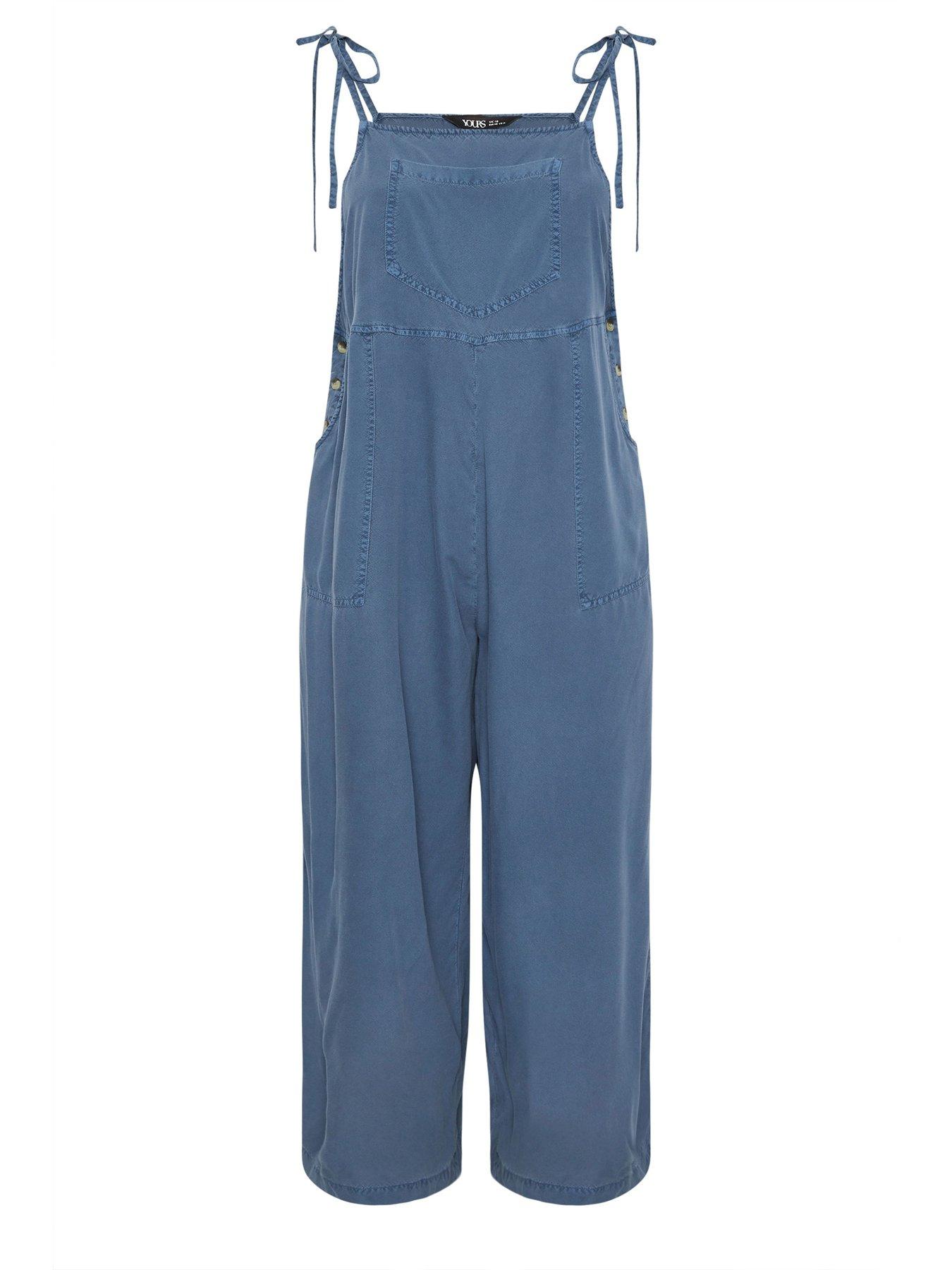 yours-curve-chambray-wide-leg-dungarees-bluedetail