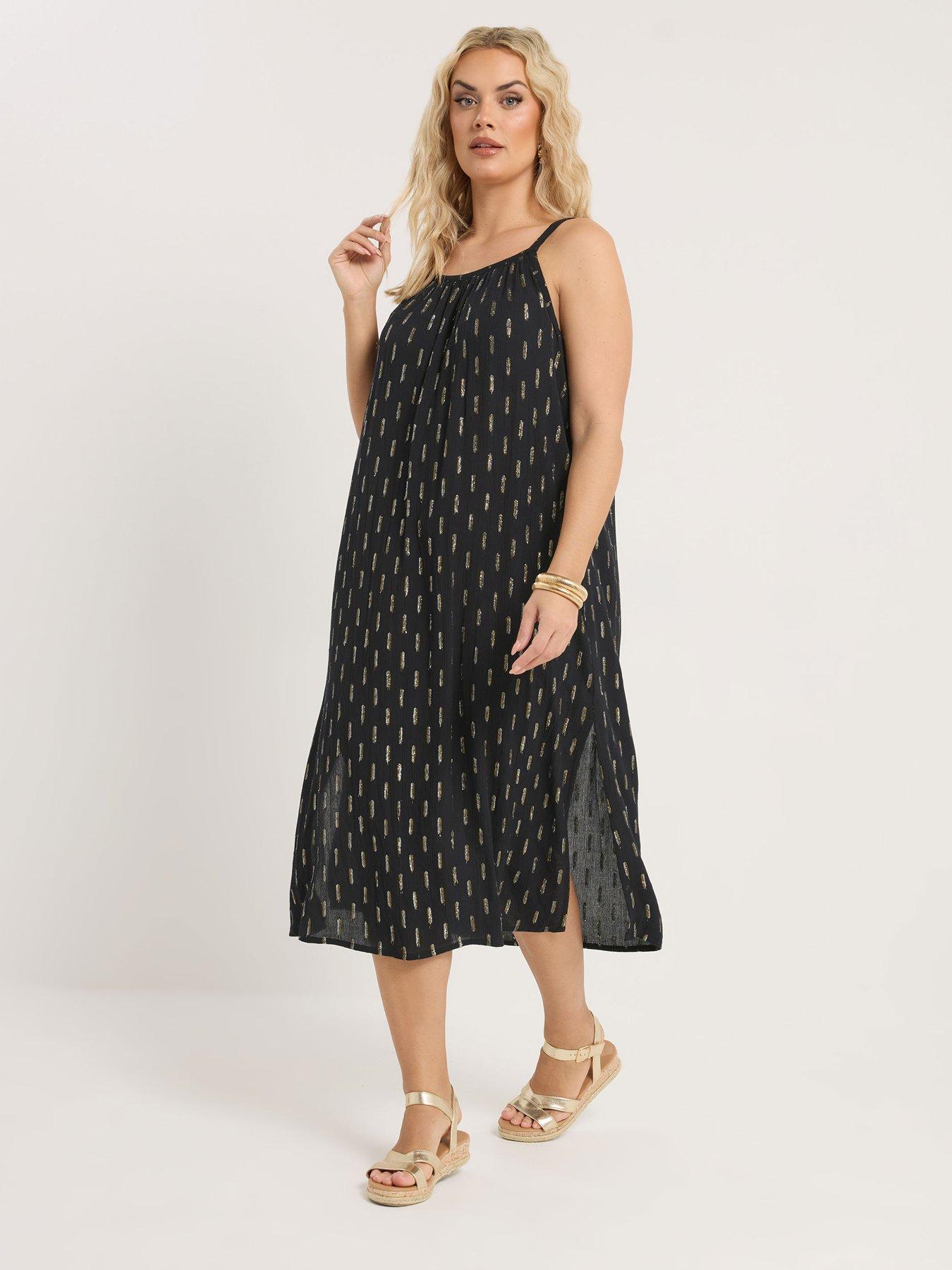 yours-curve-crinkle-metallic-thread-throw-on-dress-blackback