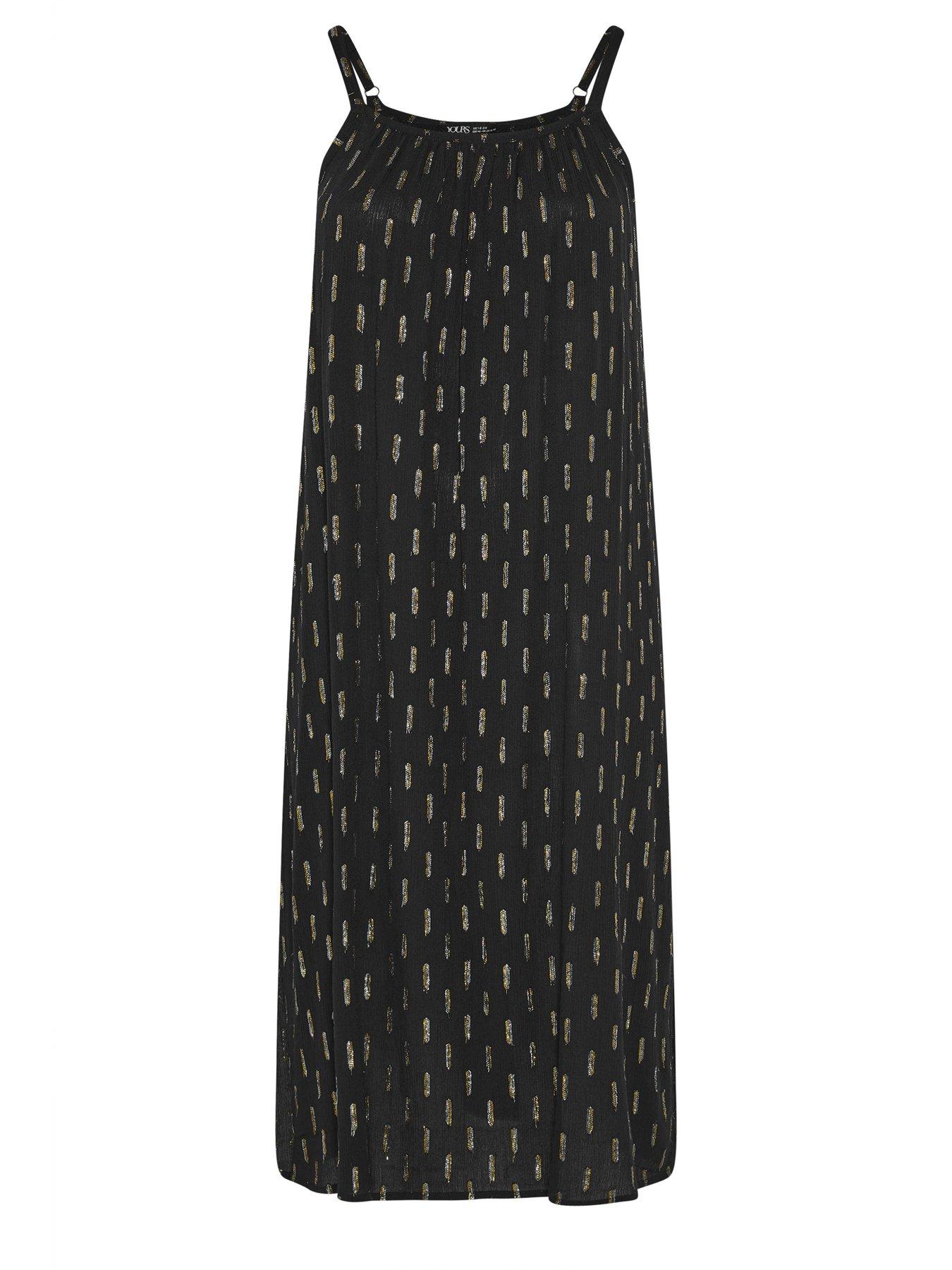 yours-curve-crinkle-metallic-thread-throw-on-dress-blackdetail