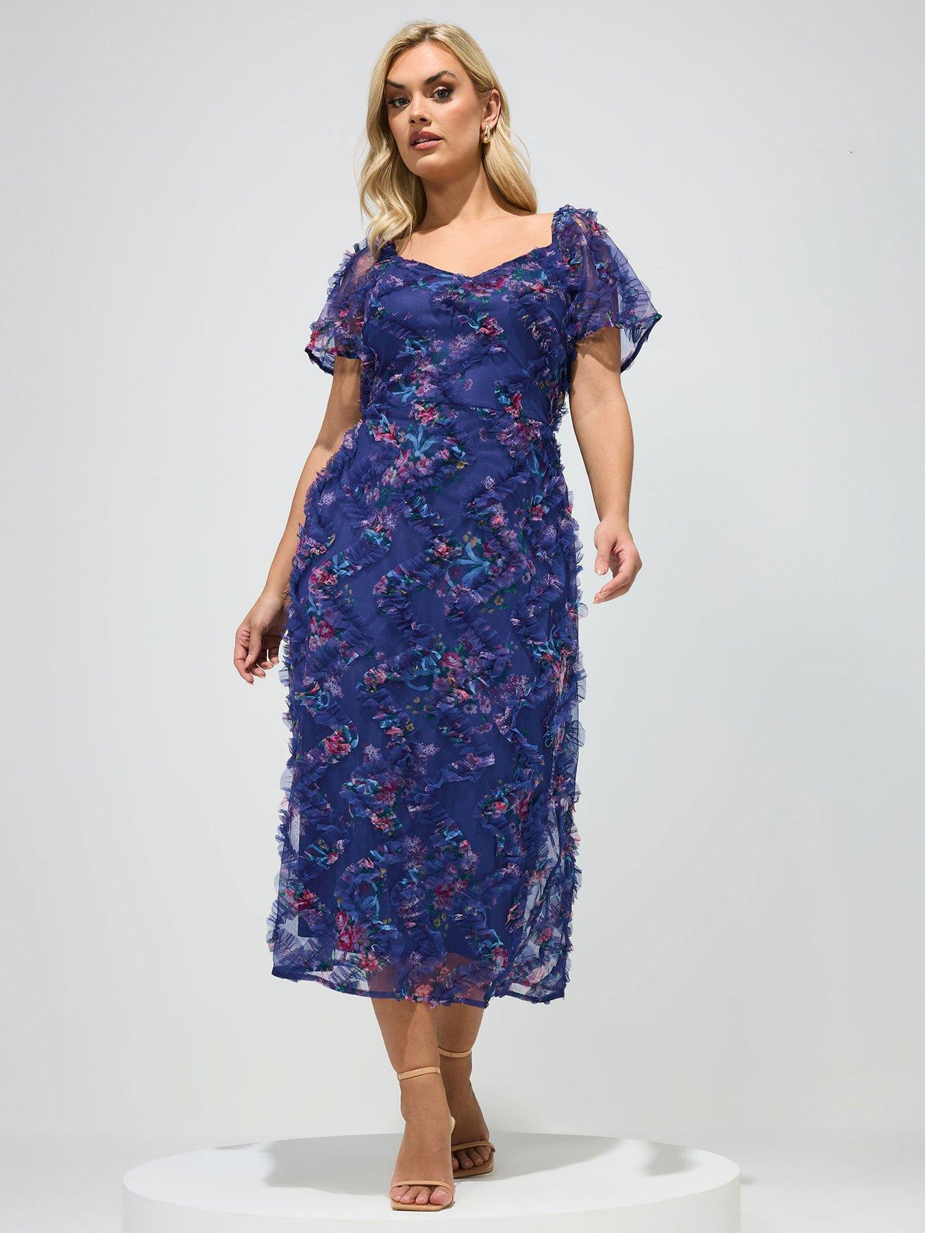 yours-curve-floral-chevron-maxi-dress-bluefront