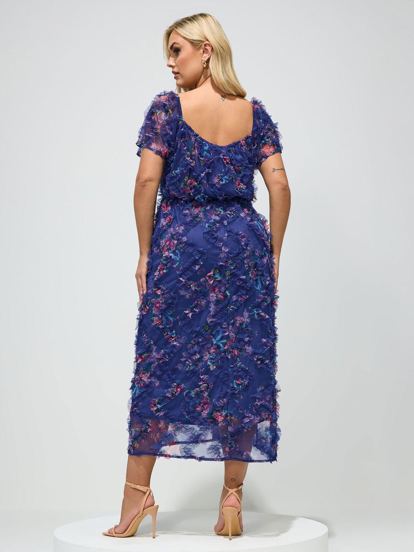 yours-curve-floral-chevron-maxi-dress-bluestillFront