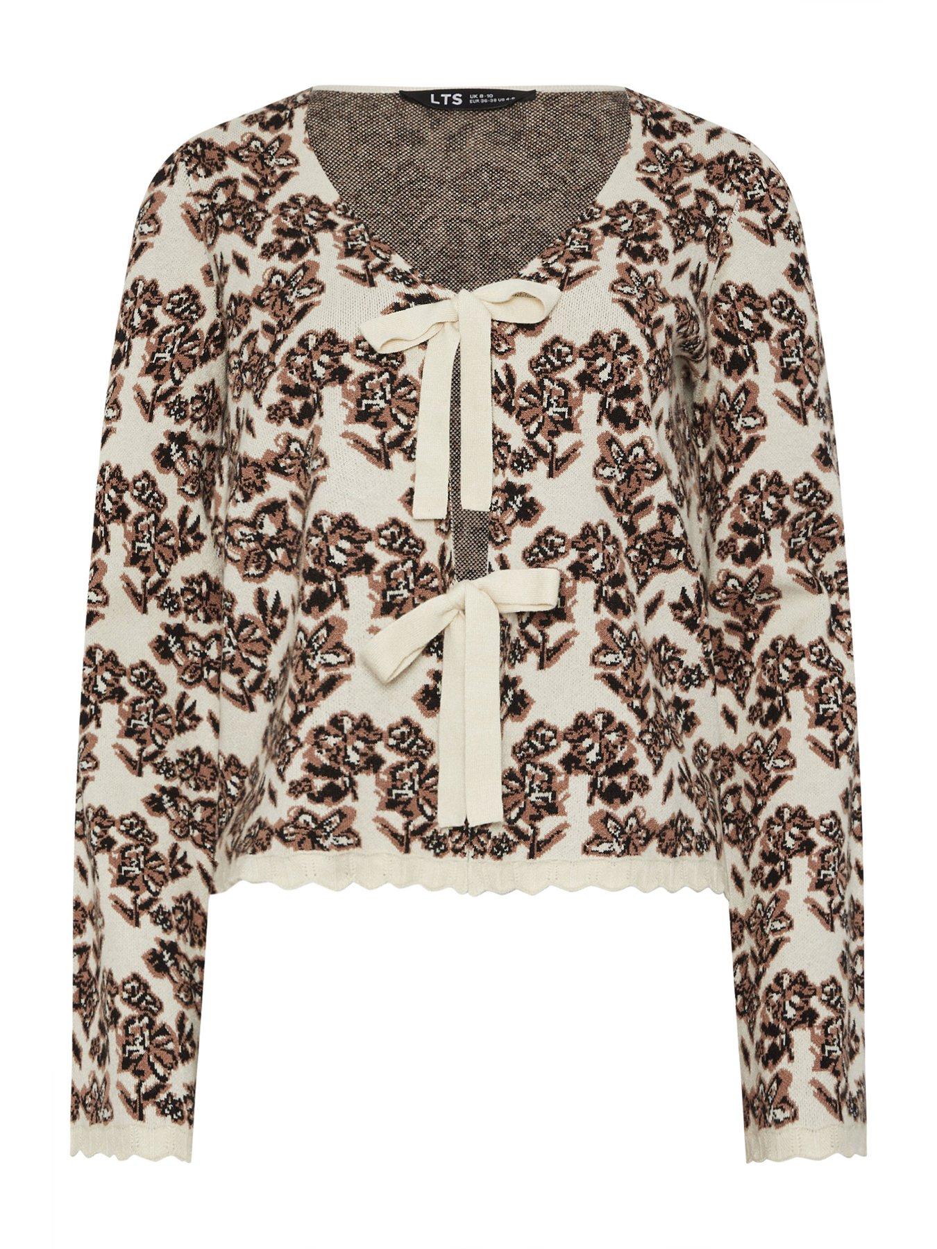 Image 5 of 5 of Long Tall Sally Floral Jacquard Cardigan - Cream