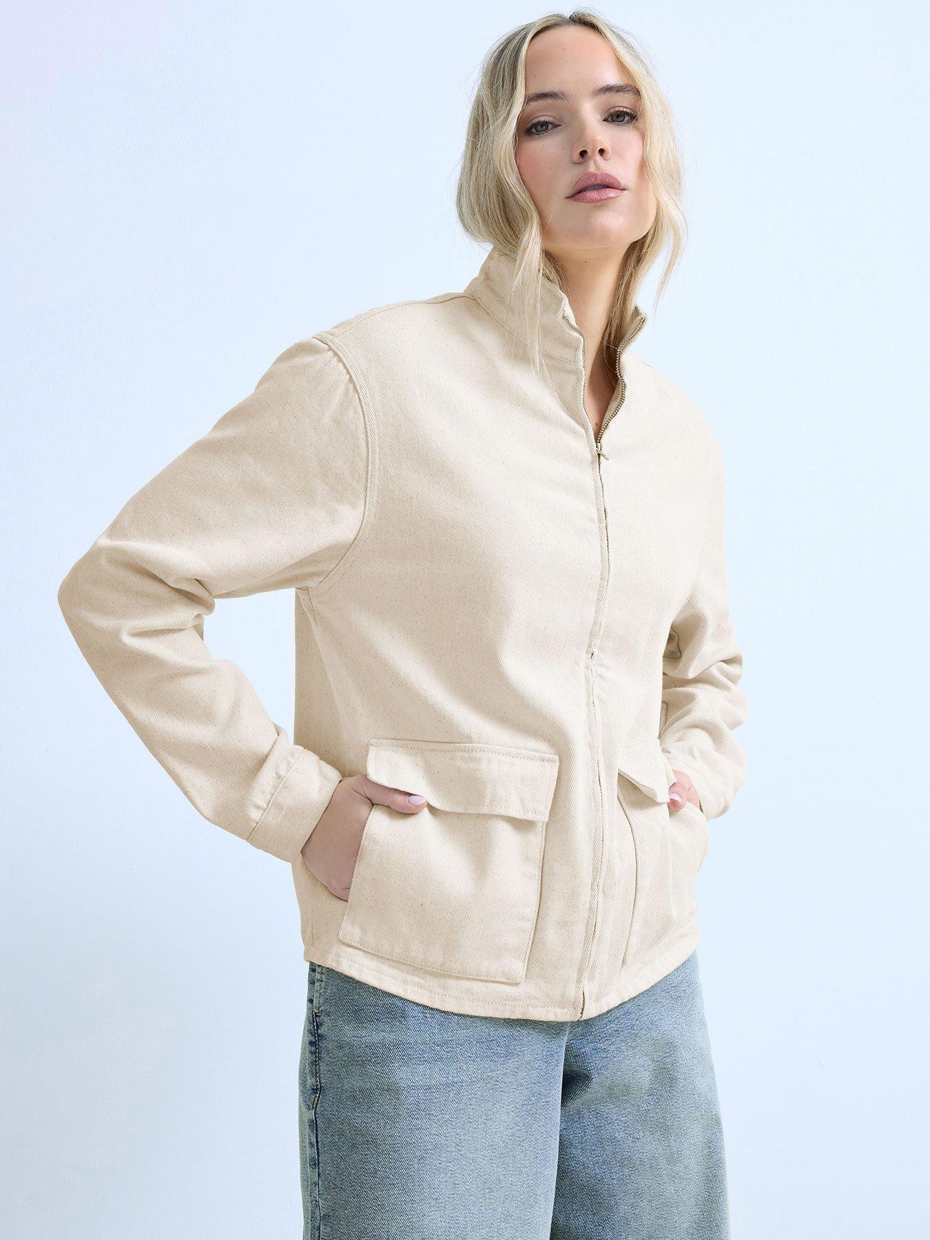 Long Tall Sally Funnel Neck Jacket - Cream