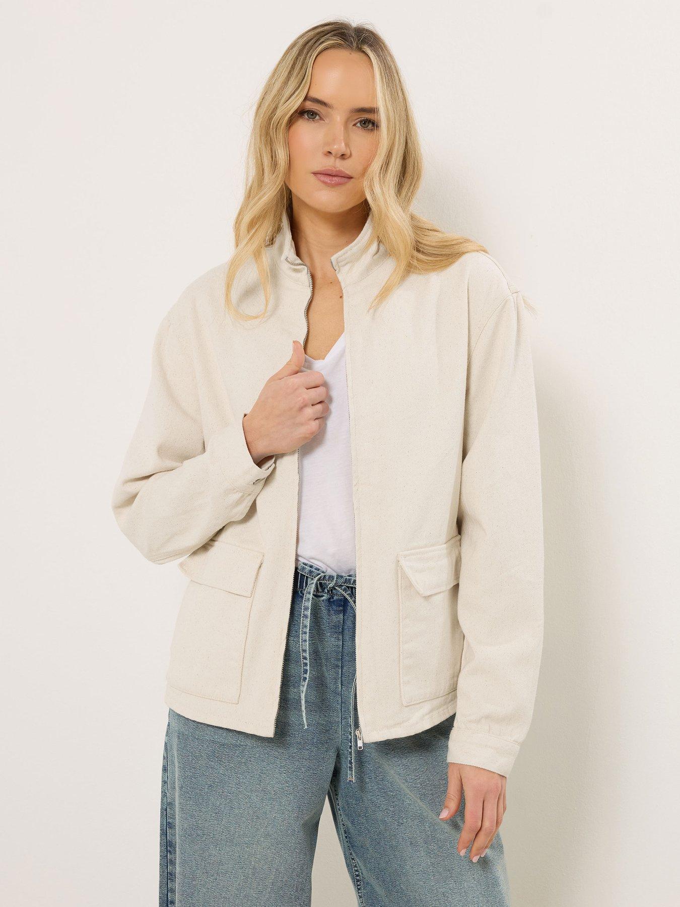 Image 4 of 5 of Long Tall Sally Funnel Neck Jacket - Cream