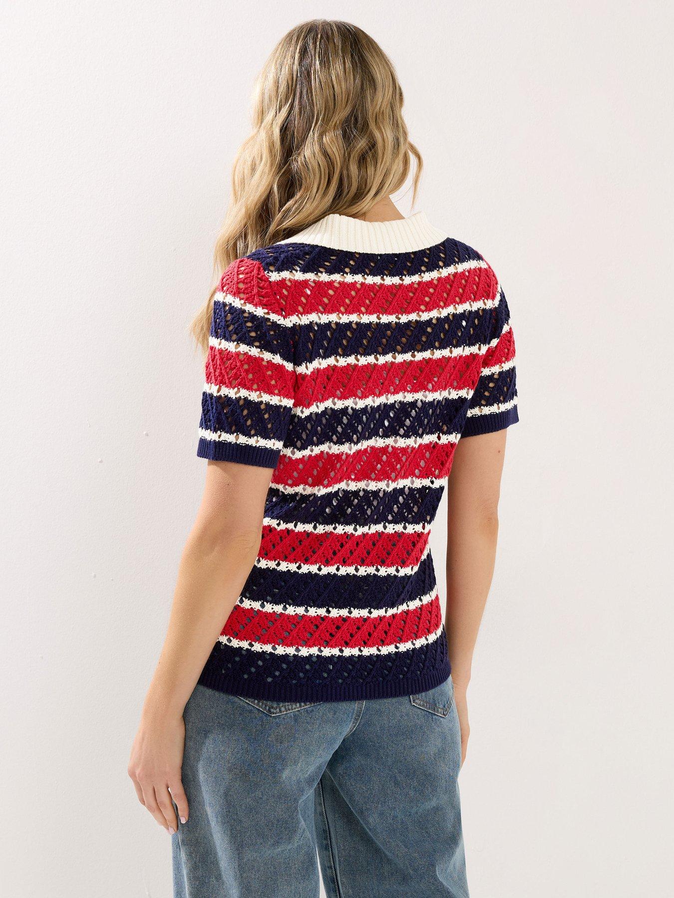 long-tall-sally-crochet-stripe-polo-top-redstillFront