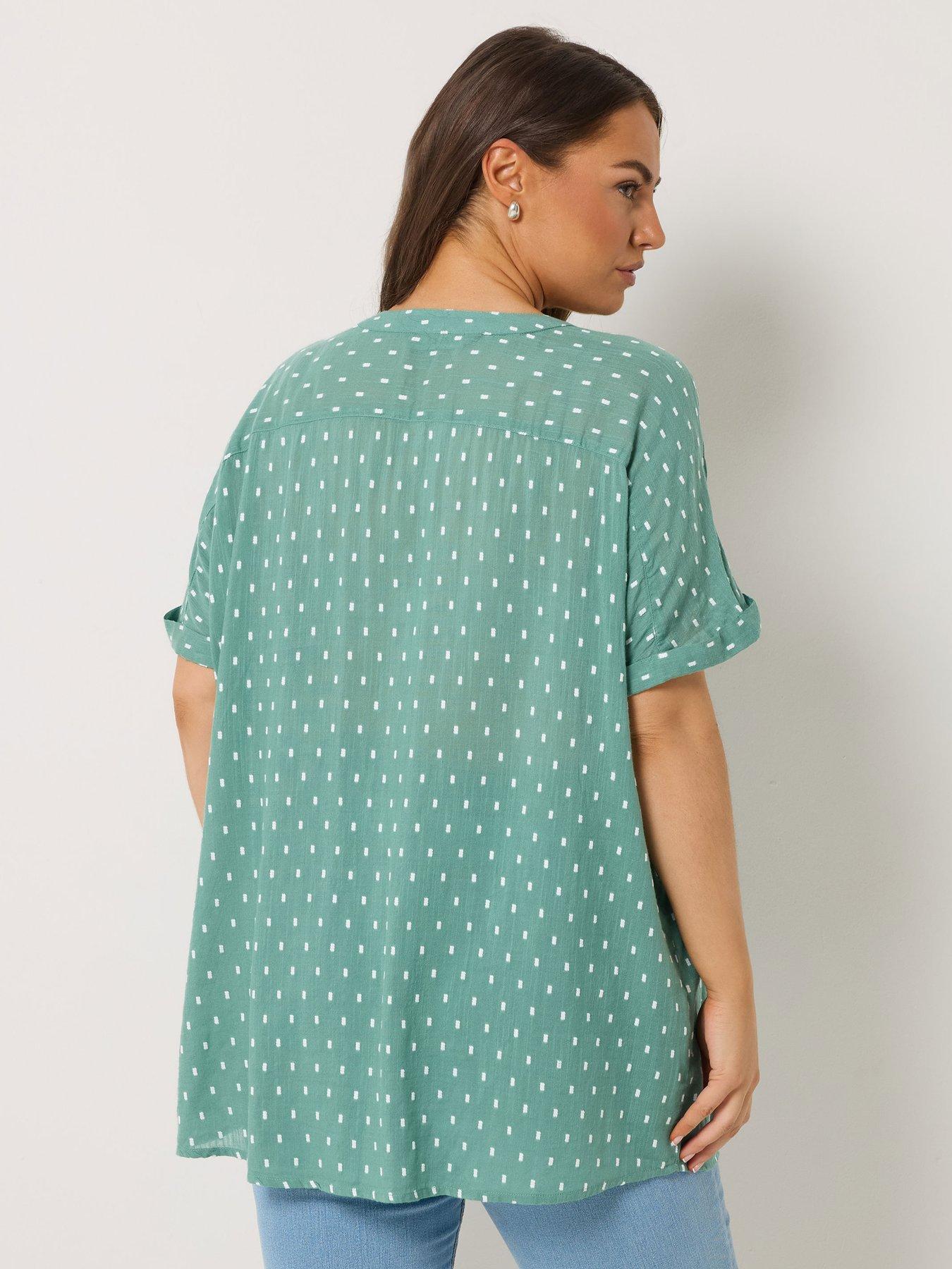 Image 2 of 5 of Yours Curve Dobby Notchneck Blouse - Blue