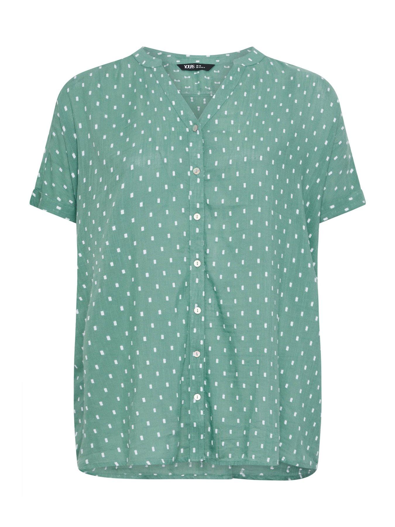 Image 5 of 5 of Yours Curve Dobby Notchneck Blouse - Blue