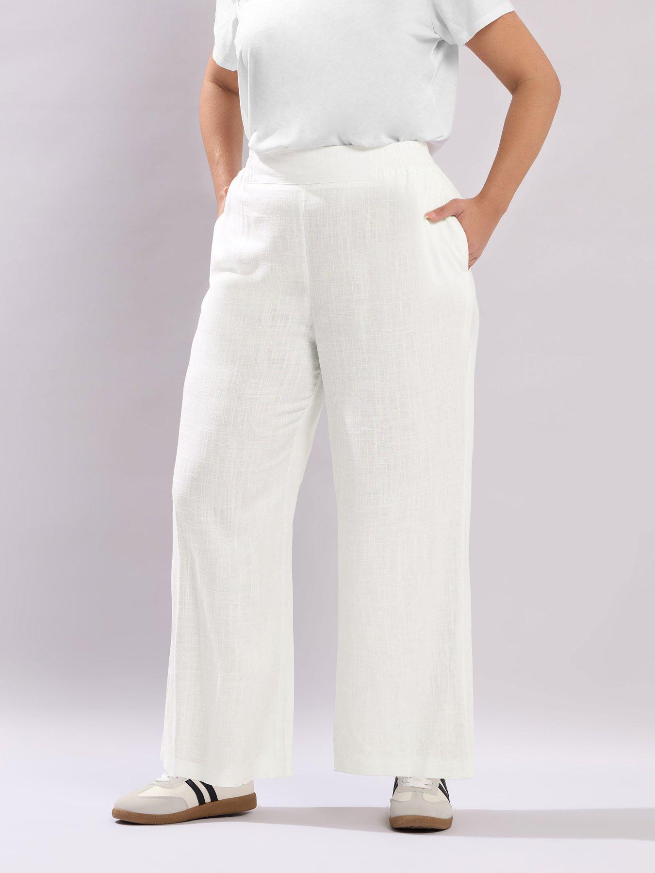 yours-curve-linen-mix-pull-on-wide-leg-trousers-whitefront