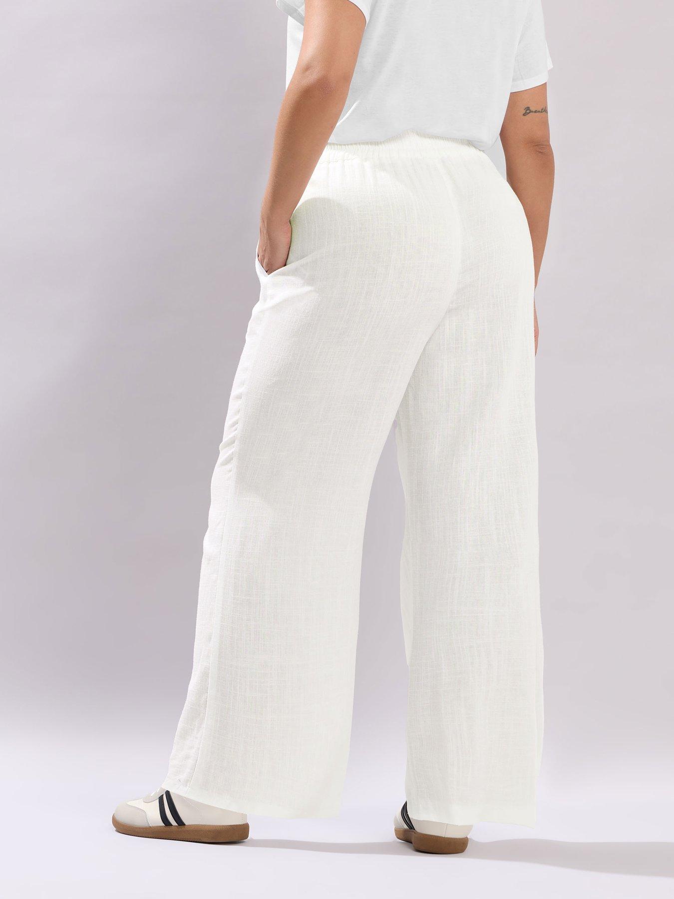 yours-curve-linen-mix-pull-on-wide-leg-trousers-whitestillFront