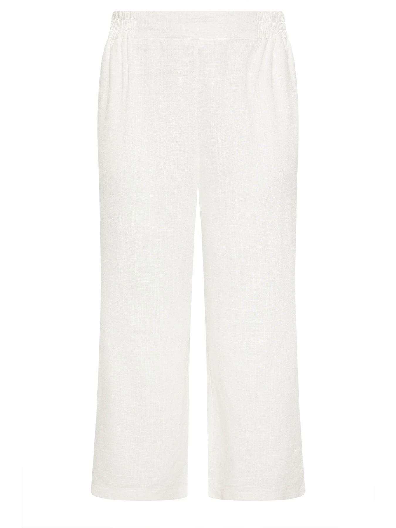 yours-curve-linen-mix-pull-on-wide-leg-trousers-whitedetail