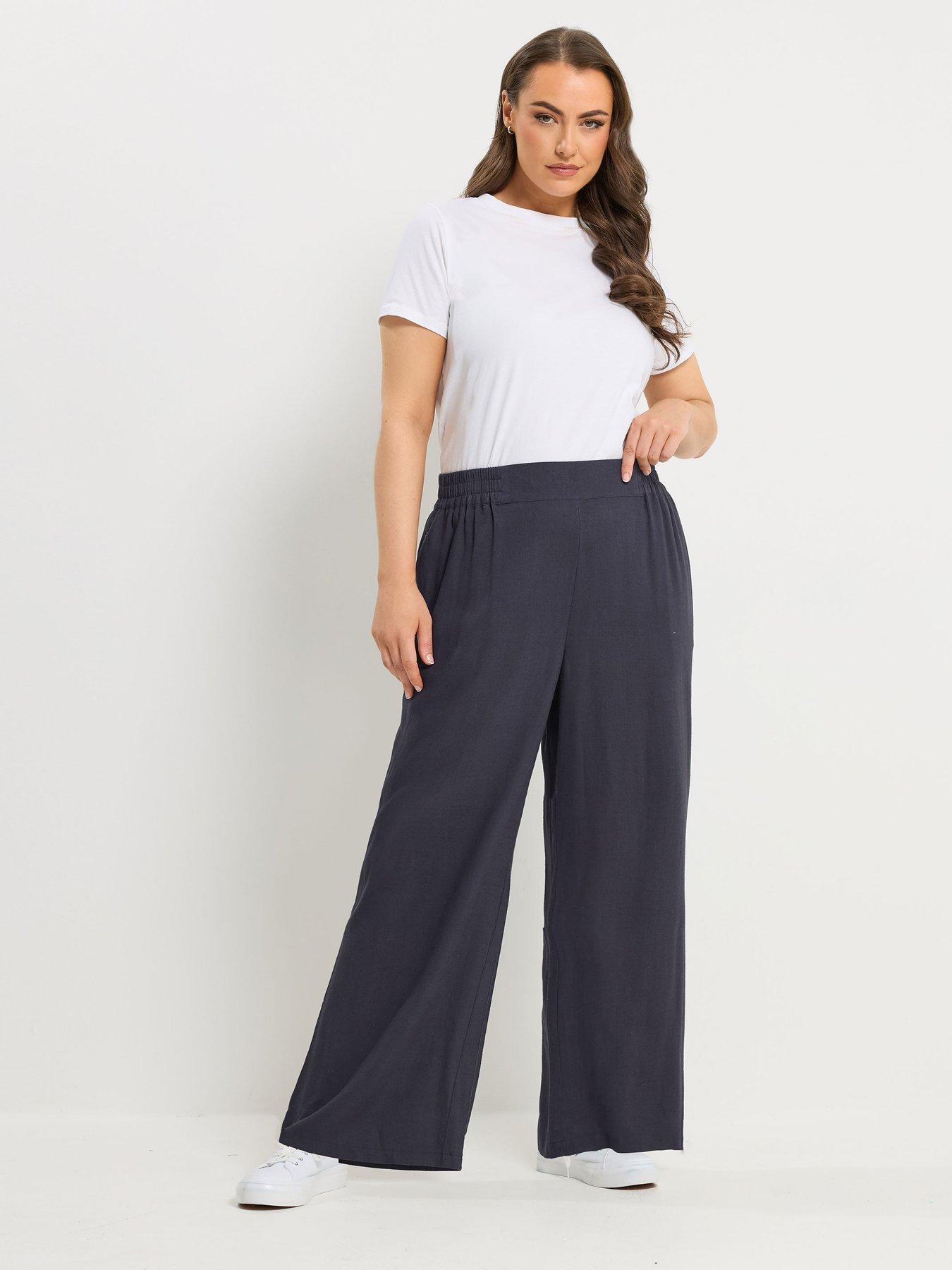 yours-curve-linen-mix-pull-on-wide-leg-trousers-blueback