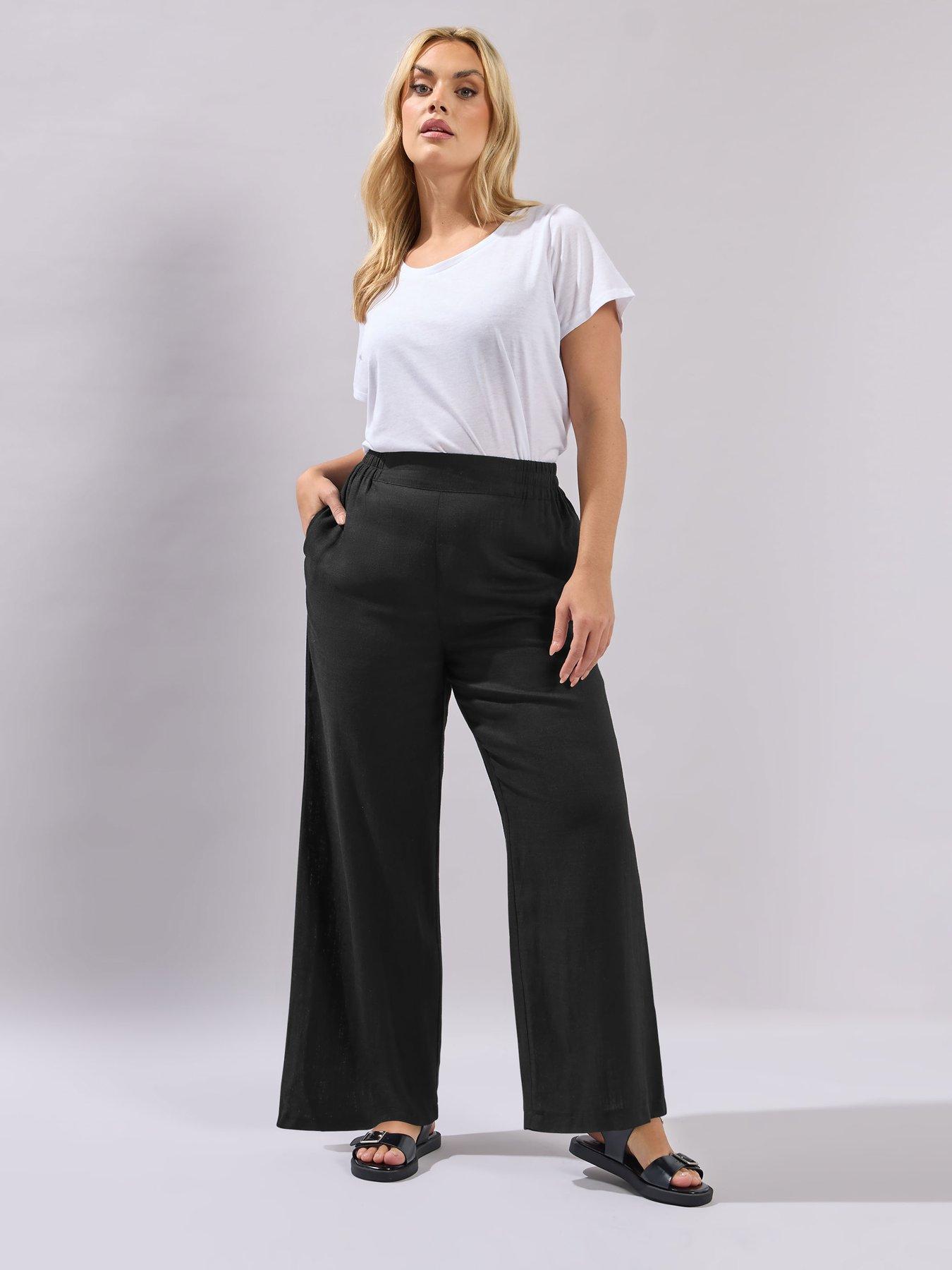 yours-curve-linen-pull-on-wide-leg-trousers-blackback