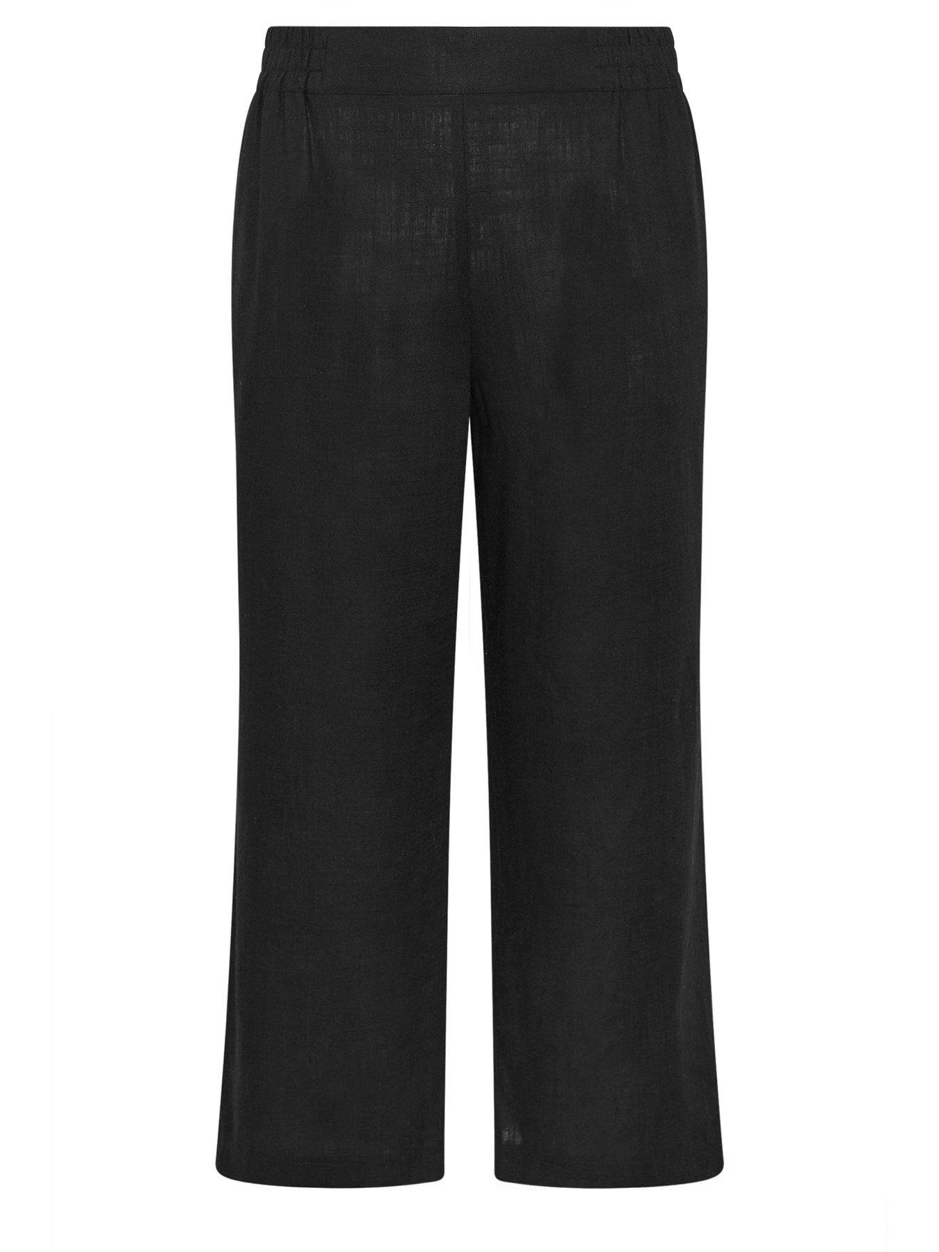 yours-curve-linen-pull-on-wide-leg-trousers-blackdetail