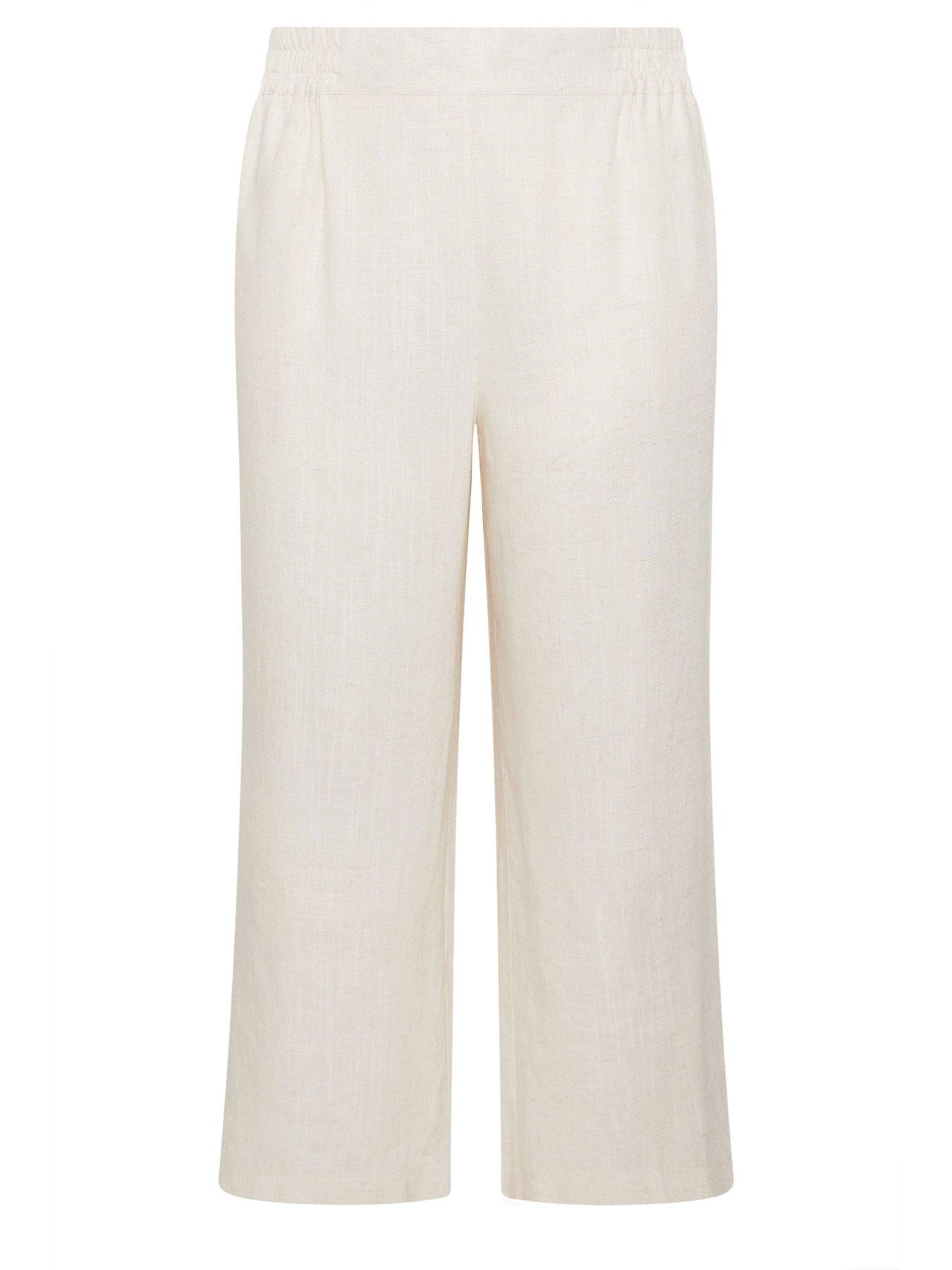 Image 5 of 5 of Yours Curve Linen Pull On Wide Leg Trousers