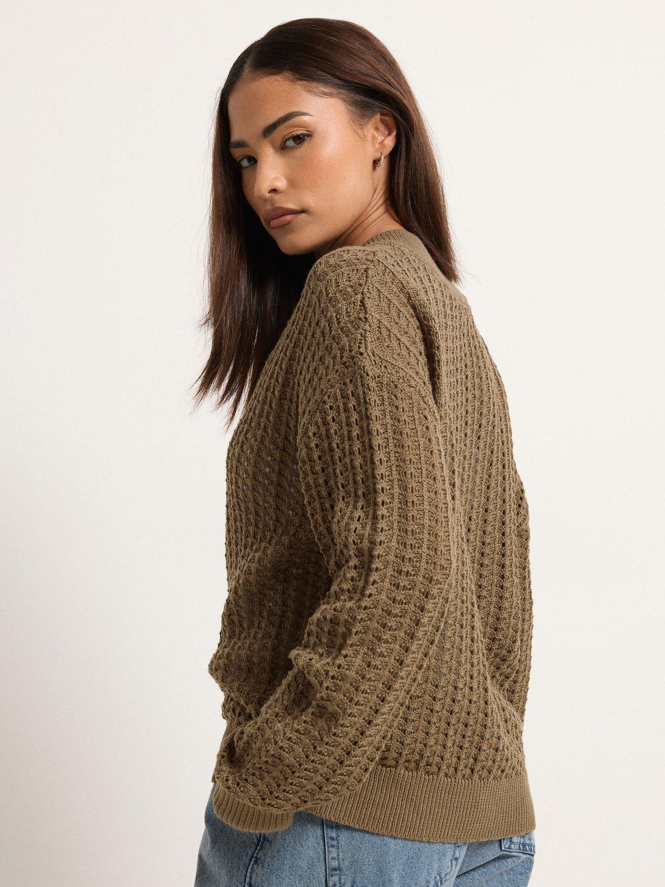 pixiegirl-petite-crochet-bomber-cardigan-brownstillFront