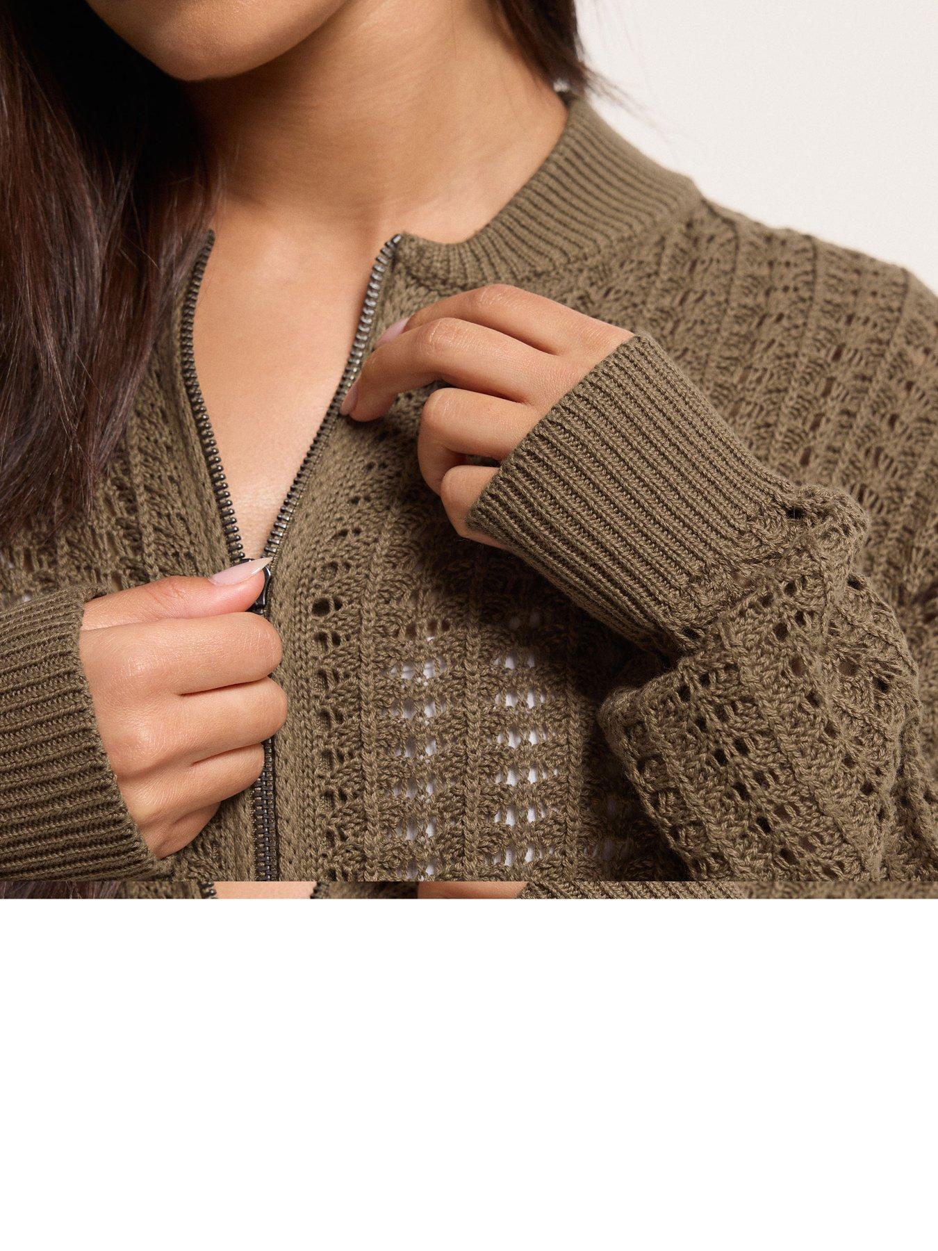 pixiegirl-petite-crochet-bomber-cardigan-brownoutfit