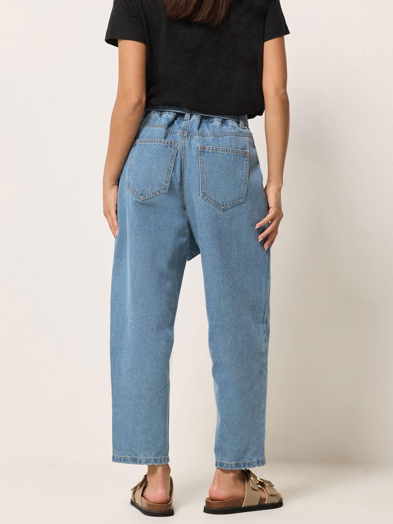 Image 2 of 4 of PixieGirl Petite Belt Paperbag Barrel Jeans
