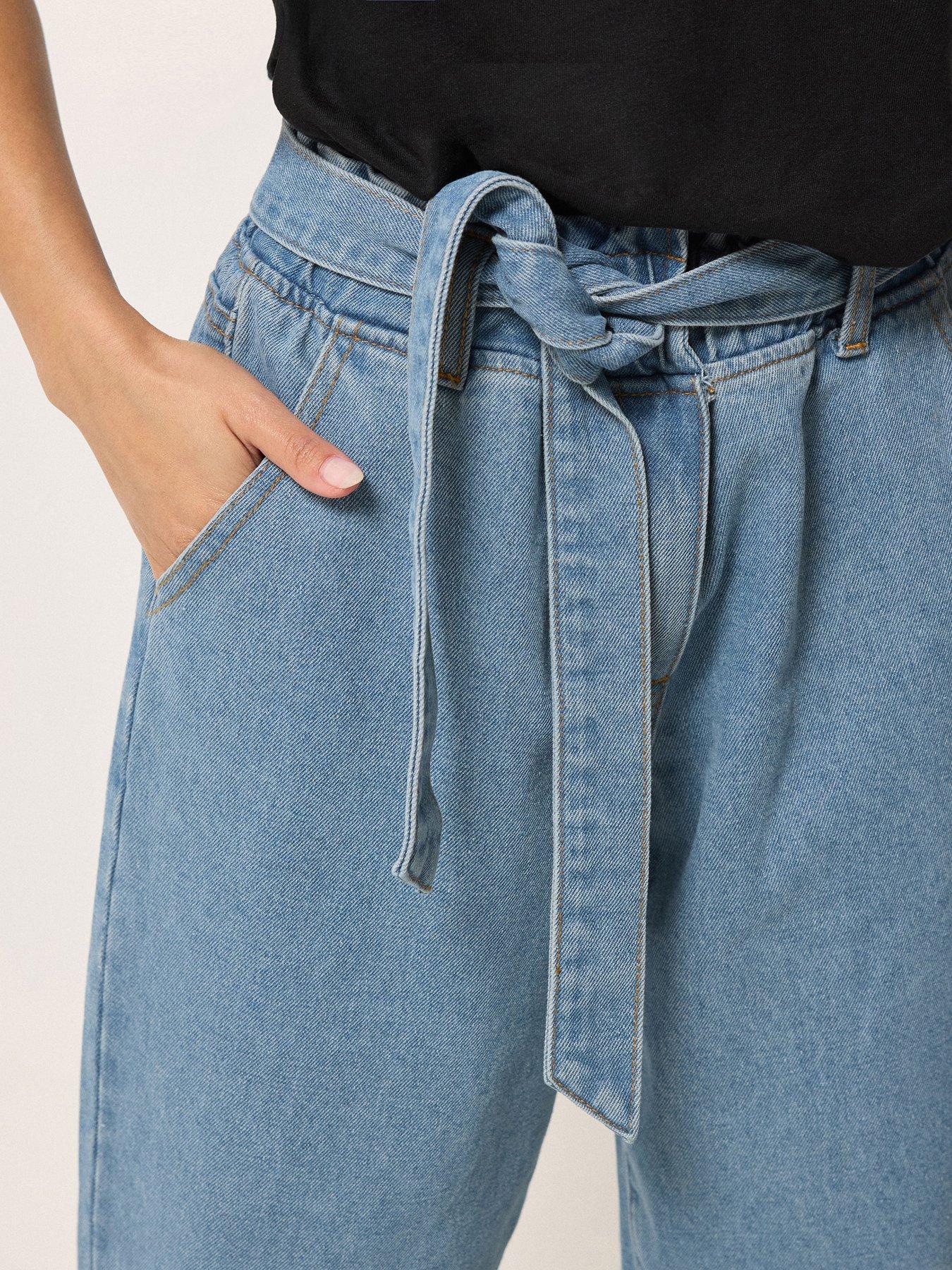 Image 4 of 4 of PixieGirl Petite Belt Paperbag Barrel Jeans