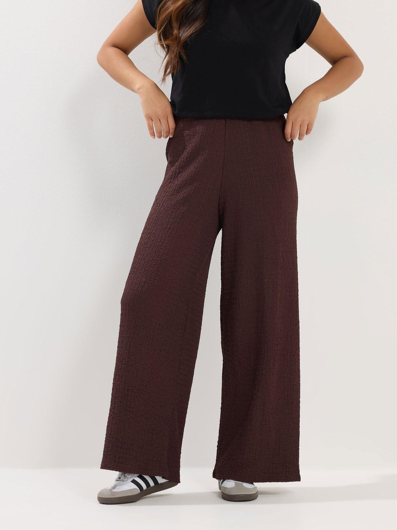 pixiegirl-petite-textured-wide-leg-trouser-brown