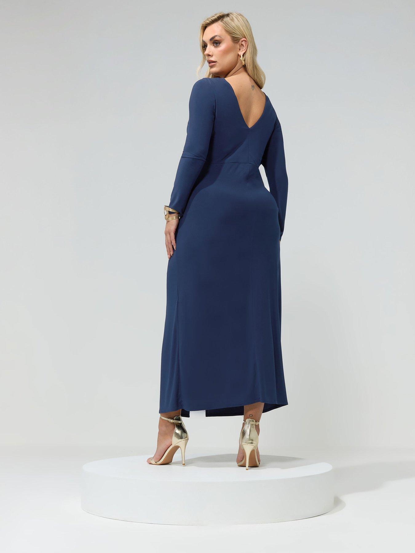 yours-curve-long-sleeve-knot-maxi-dressstillFront