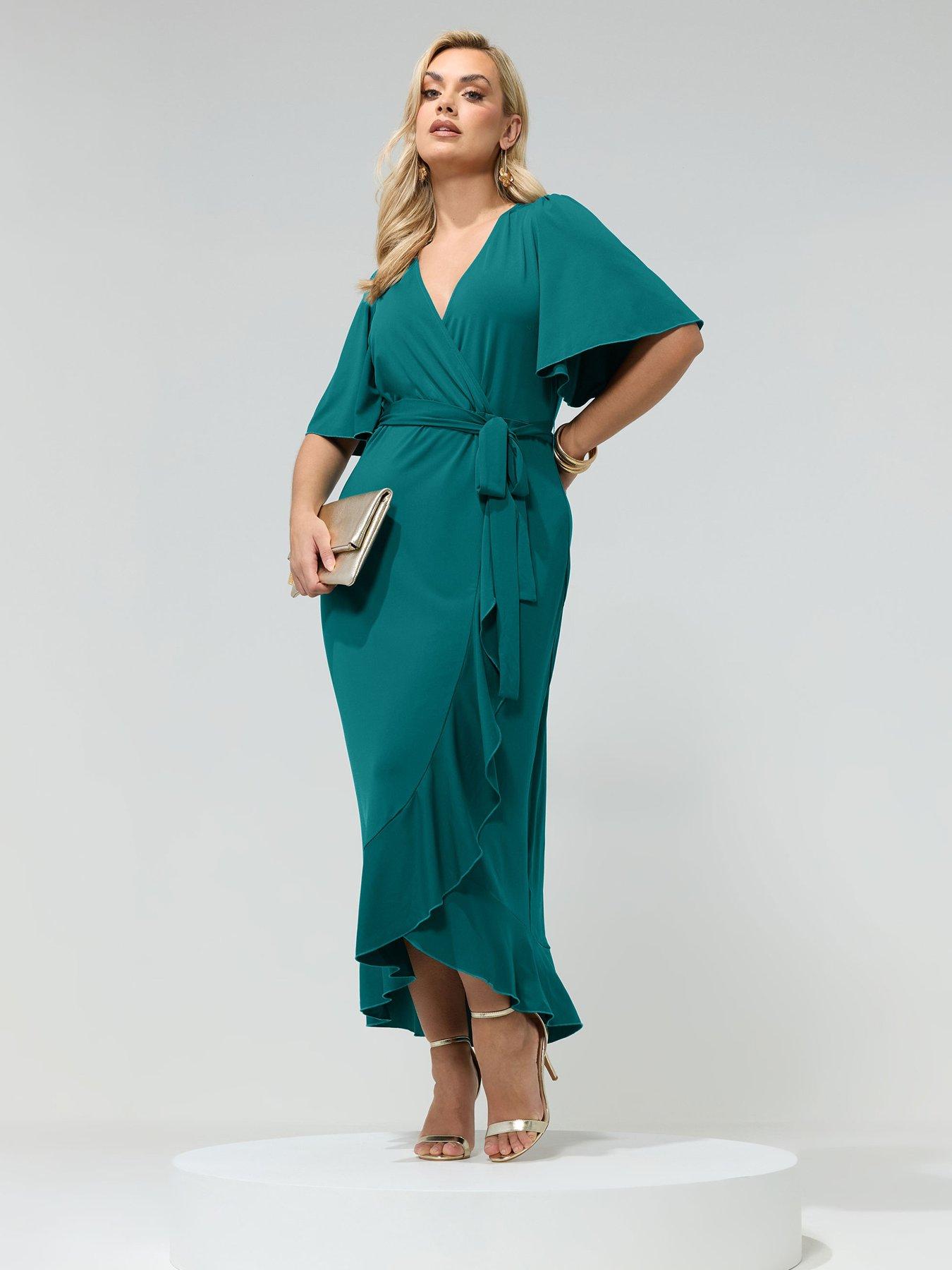 yours-curve-wrap-ruffle-maxi-dress-greenfront