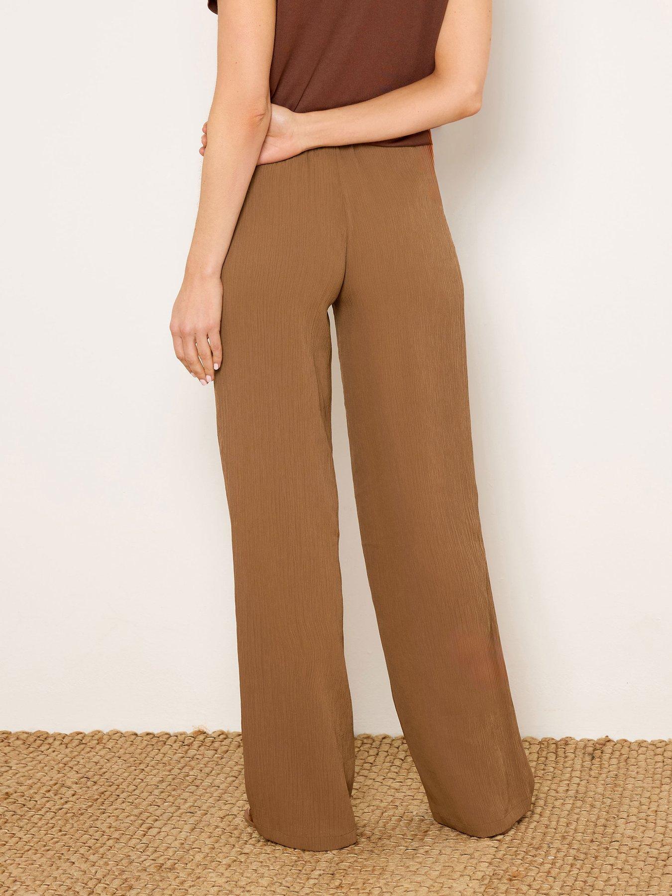long-tall-sally-textured-wide-leg-trousers-34-brownstillFront