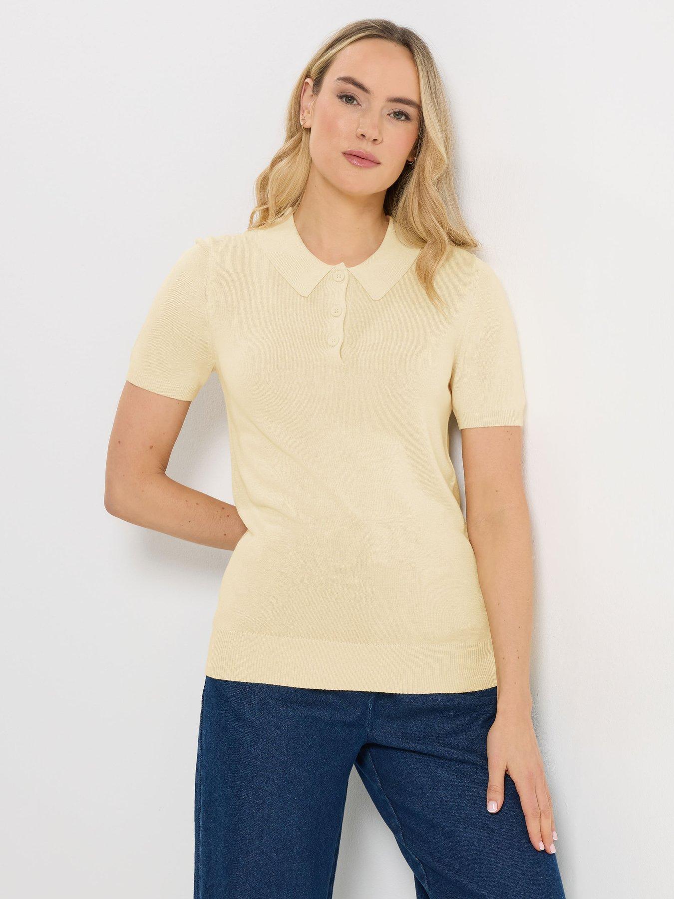 Image 1 of 5 of Long Tall Sally Fine Gauge Polo Top - Yellow