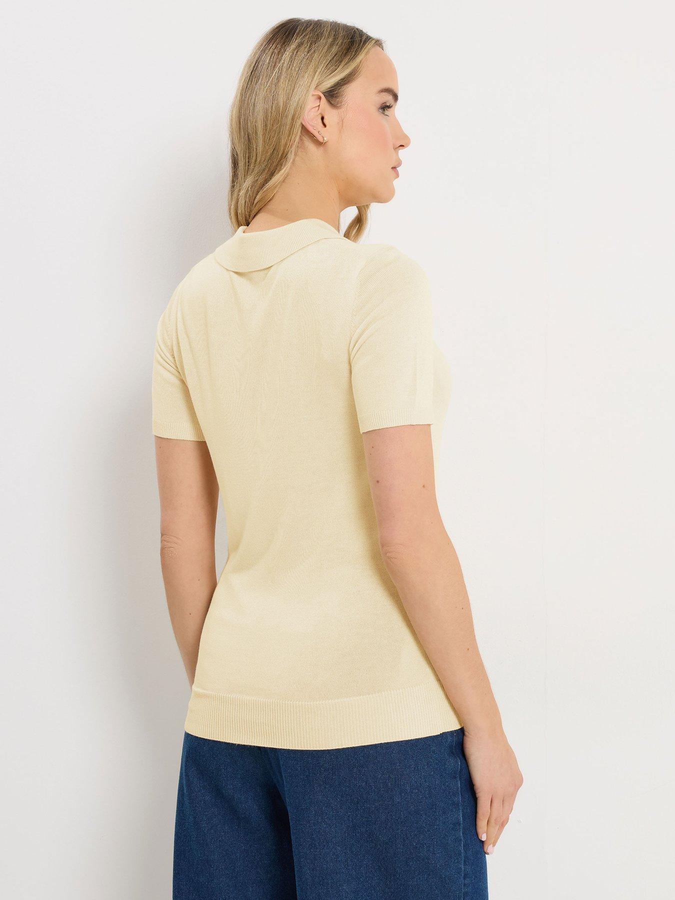 Image 2 of 5 of Long Tall Sally Fine Gauge Polo Top - Yellow
