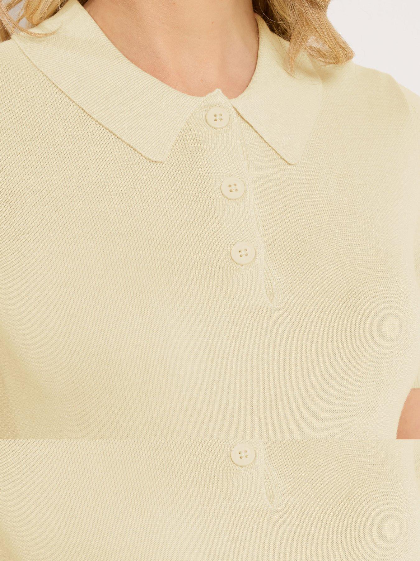 Image 4 of 5 of Long Tall Sally Fine Gauge Polo Top - Yellow