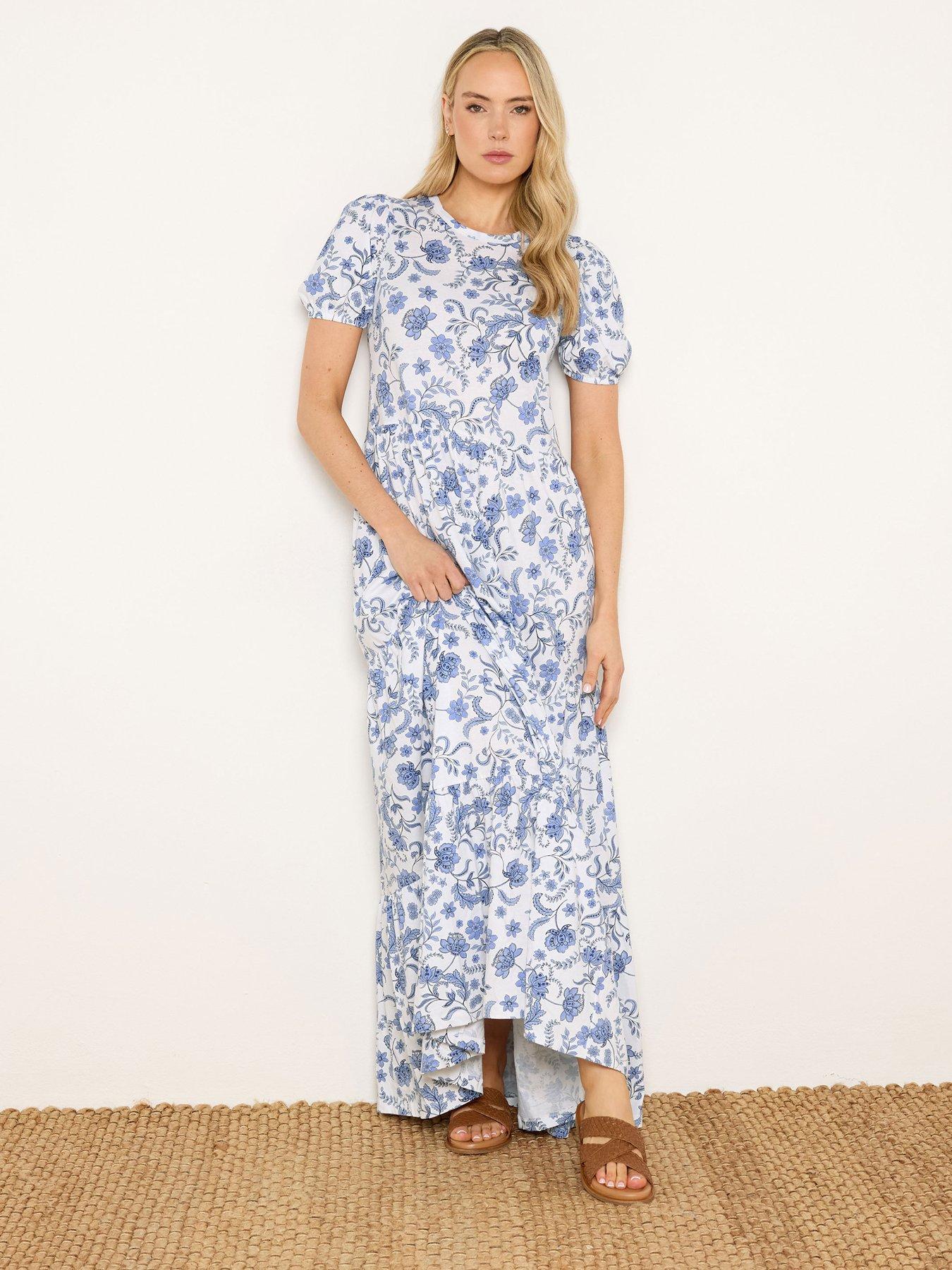 Image 1 of 5 of Long Tall Sally Floral Tiered Maxi Dress - Blue