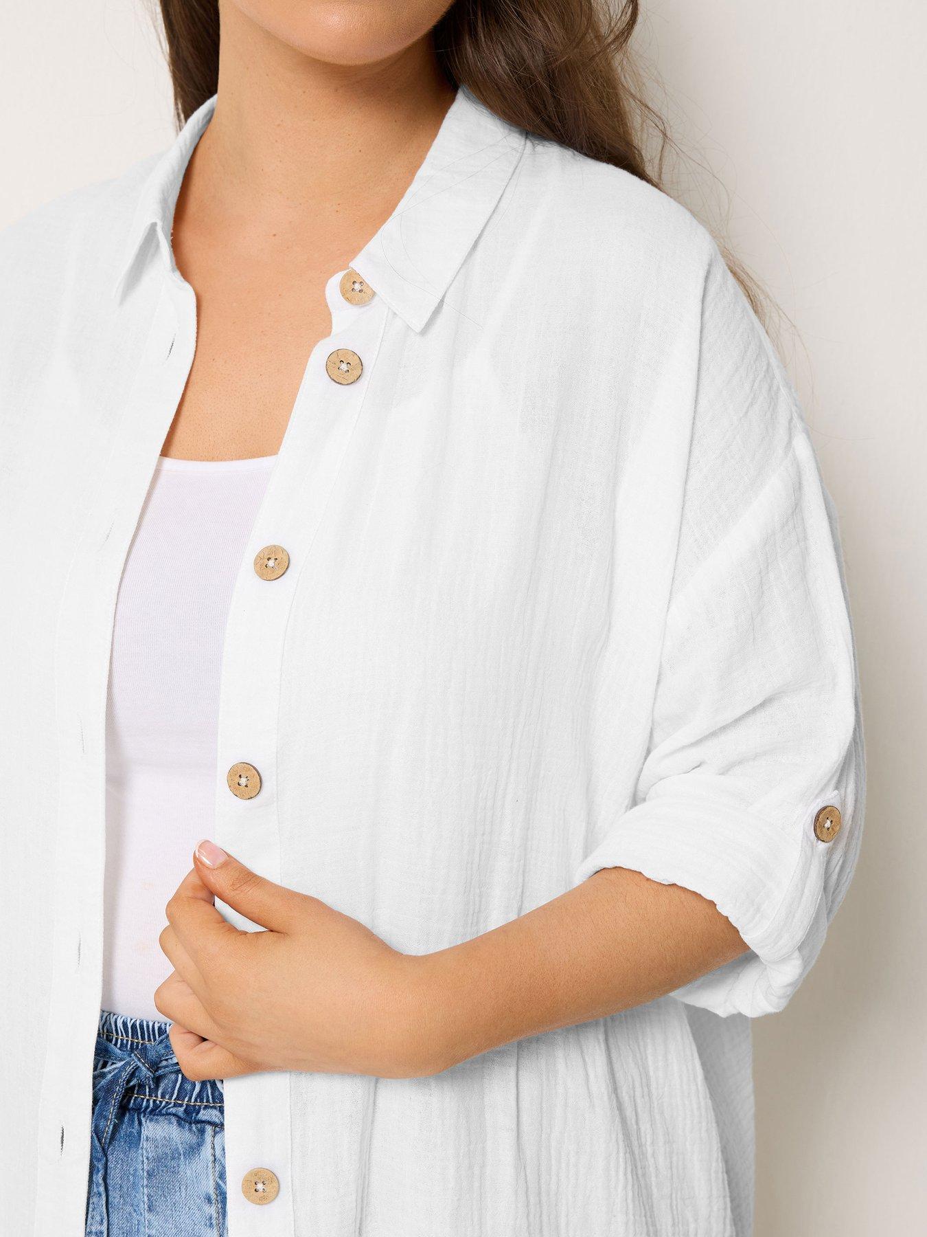 Image 4 of 5 of Yours Curve Cheesecloth Shirt