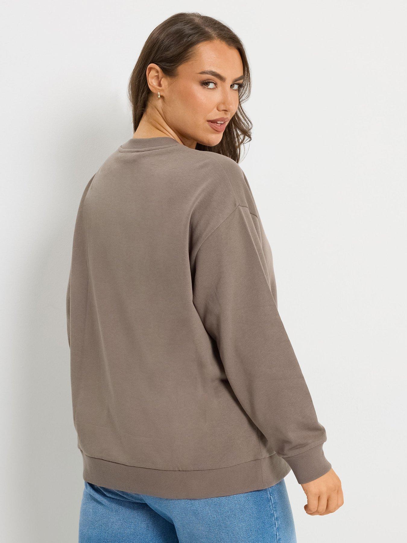 yours-curve-2-pack-crew-neck-sweatshirts-brownstillFront