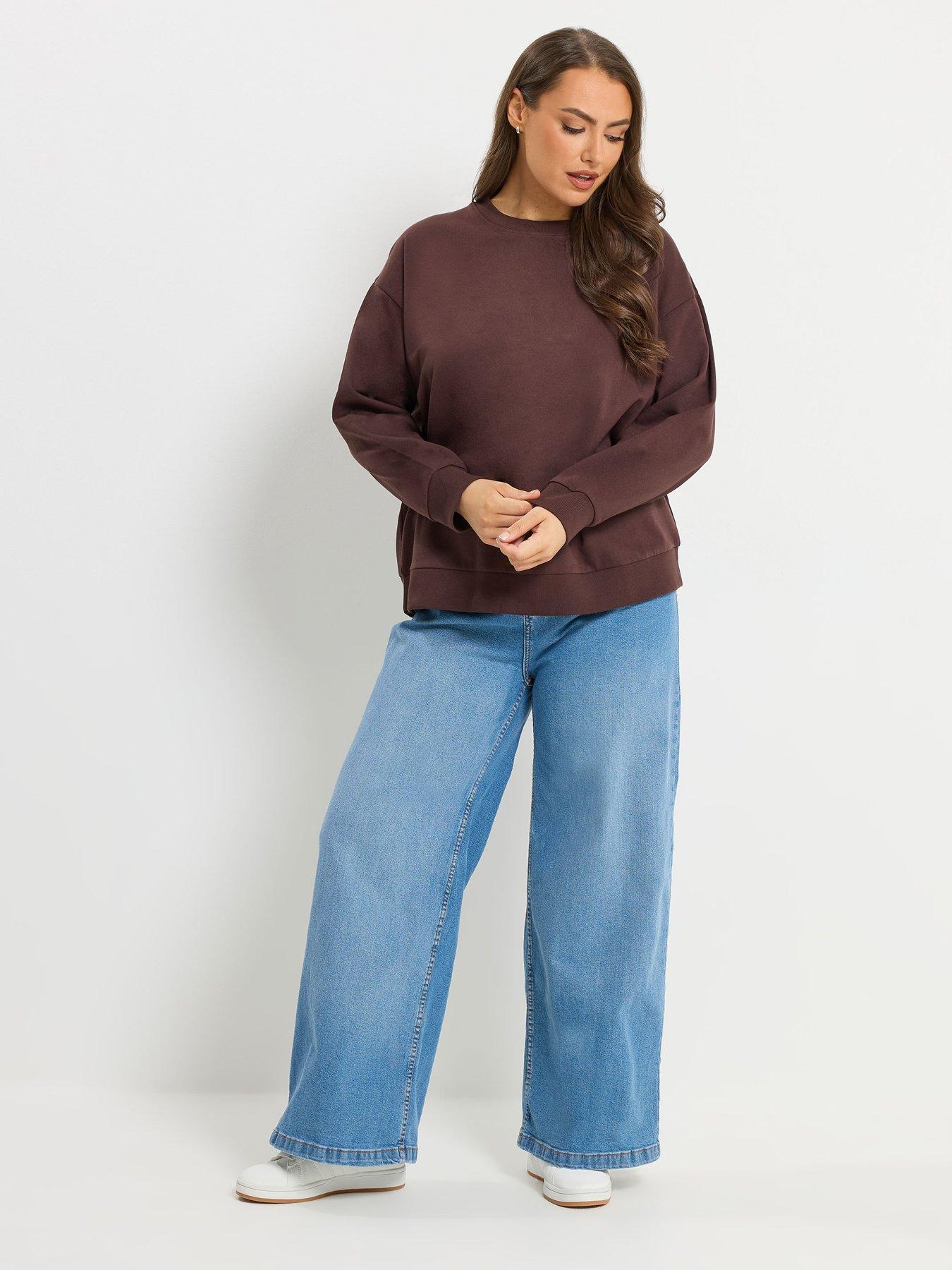 yours-curve-2-pack-crew-neck-sweatshirts-brownoutfit