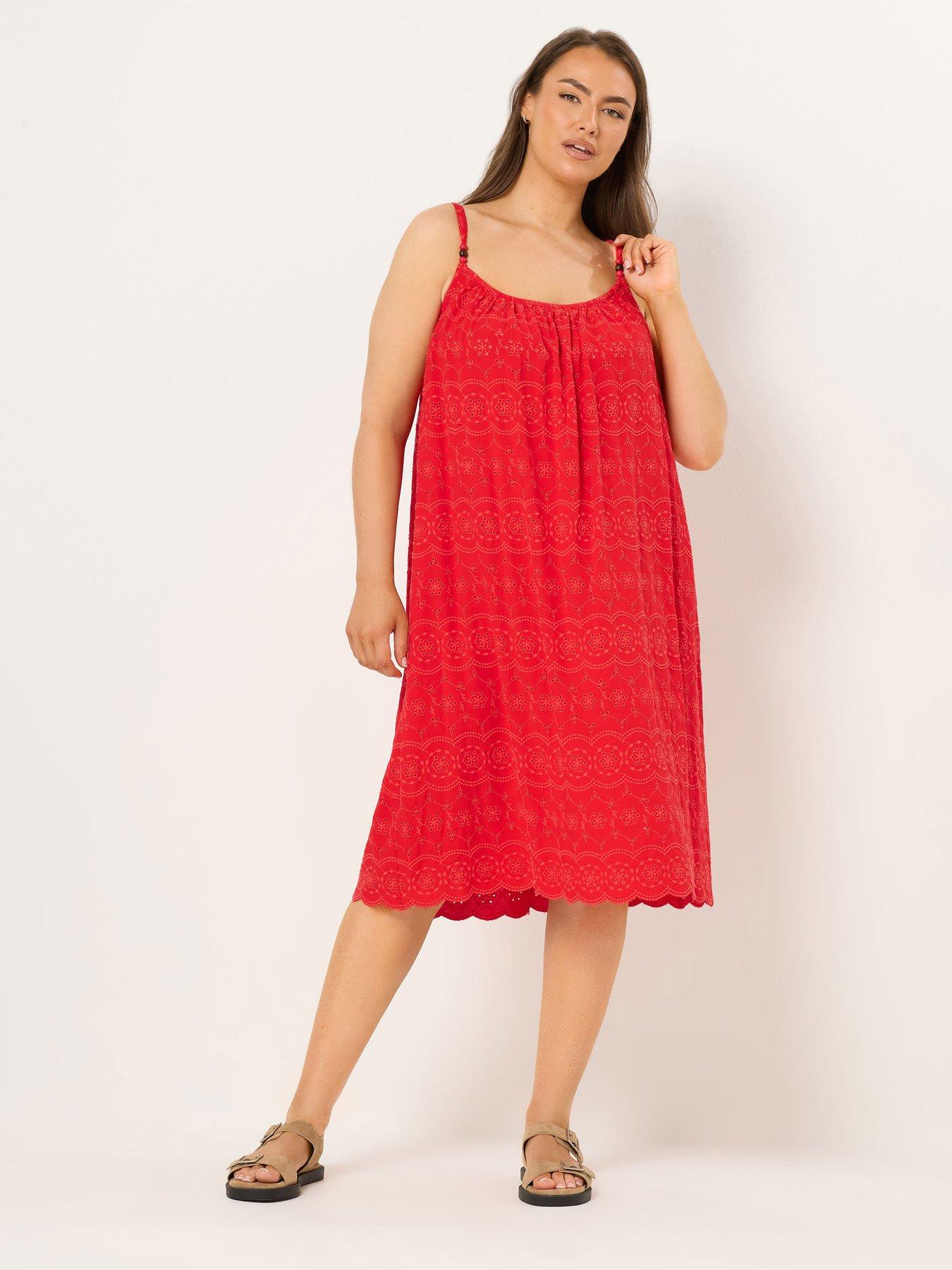 yours-curve-broderie-beach-dress-redfront