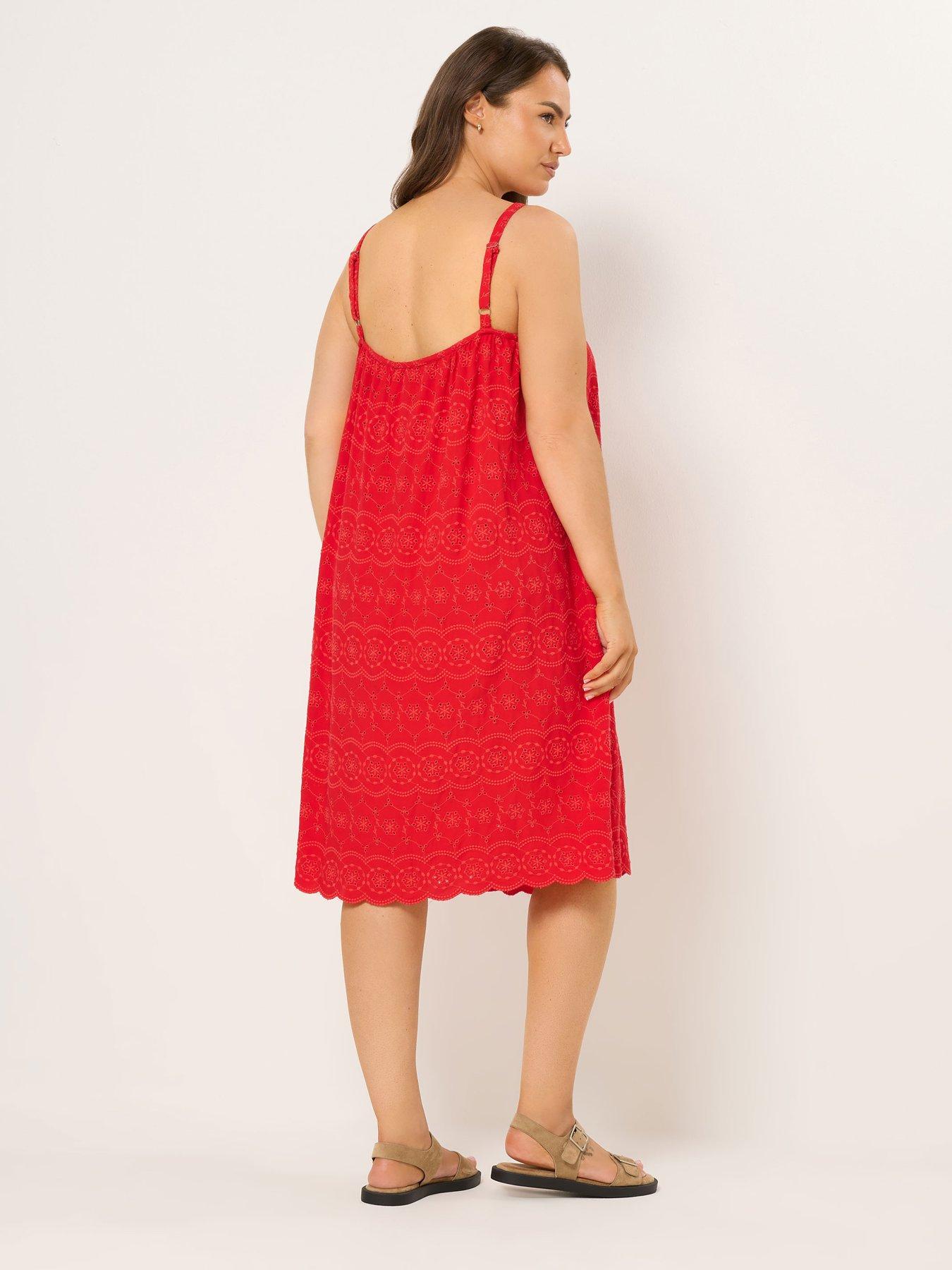 yours-curve-broderie-beach-dress-redstillFront