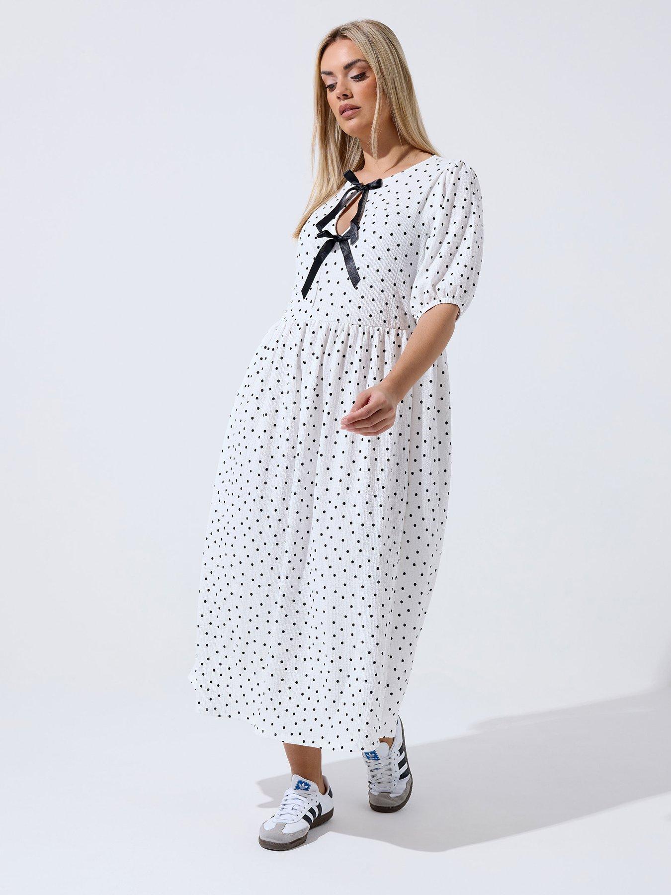 yours-curve-polka-dot-bow-dress-creamback
