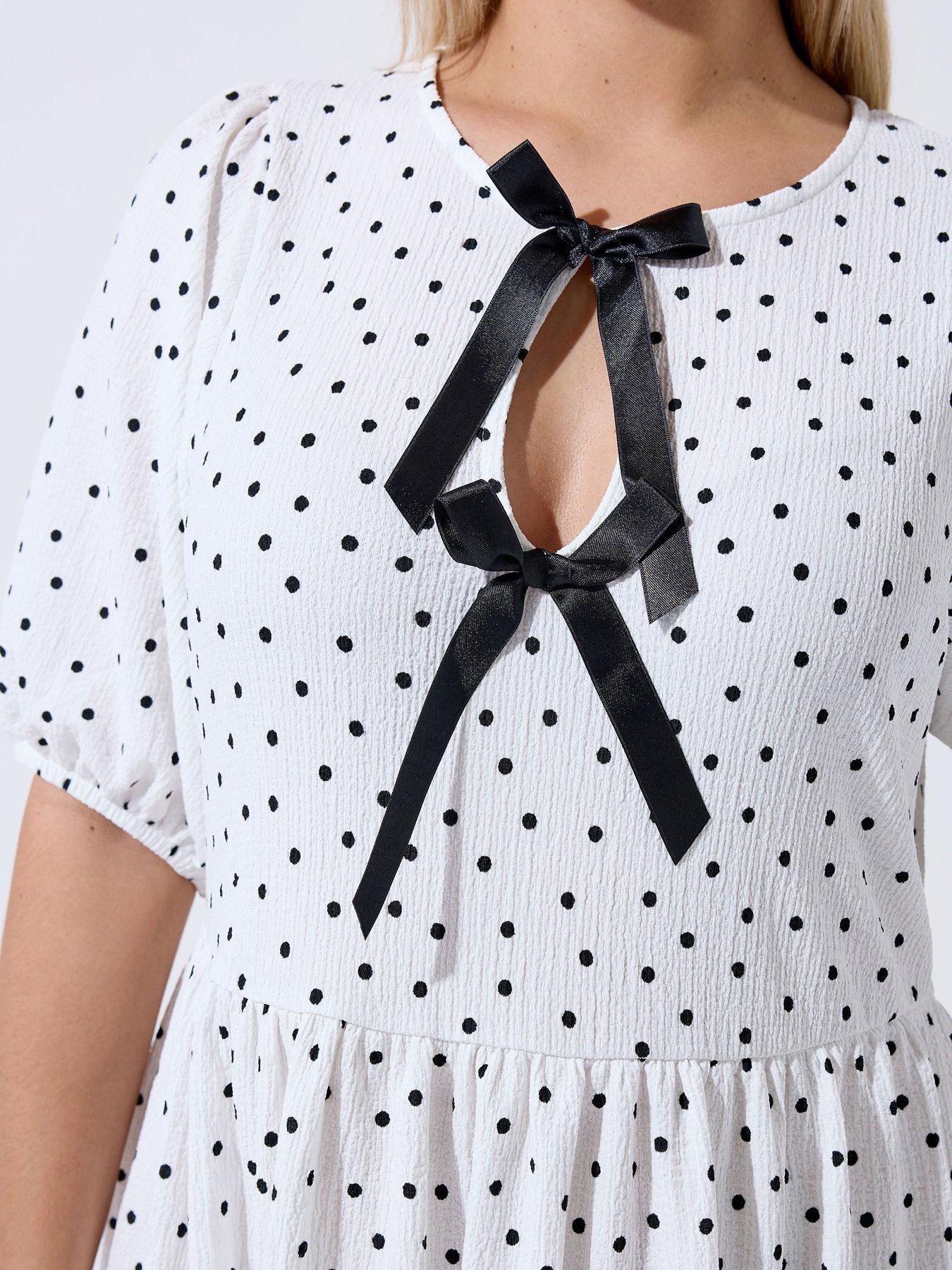 yours-curve-polka-dot-bow-dress-creamoutfit