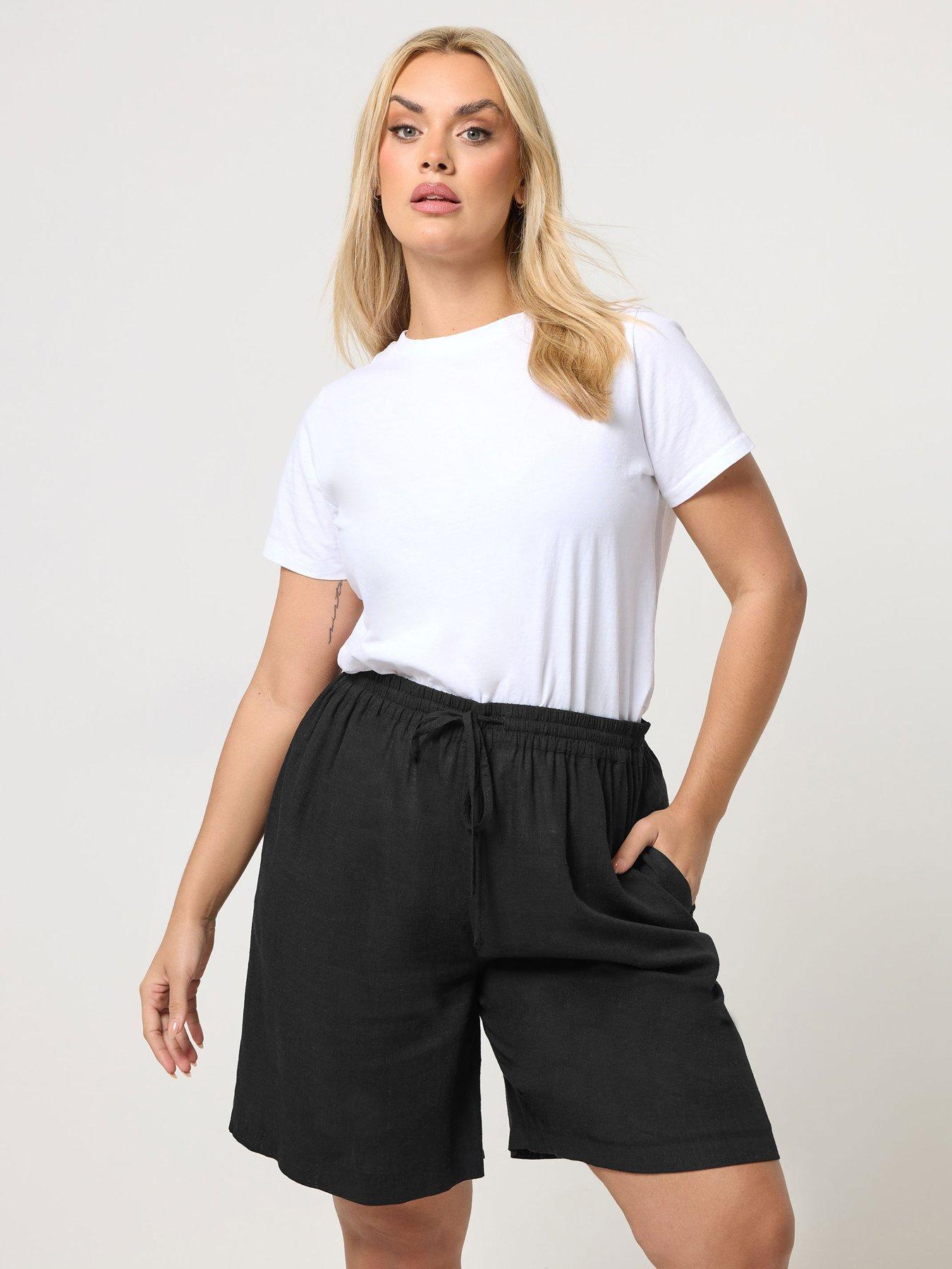 yours-curve-linen-shorts-blackfront