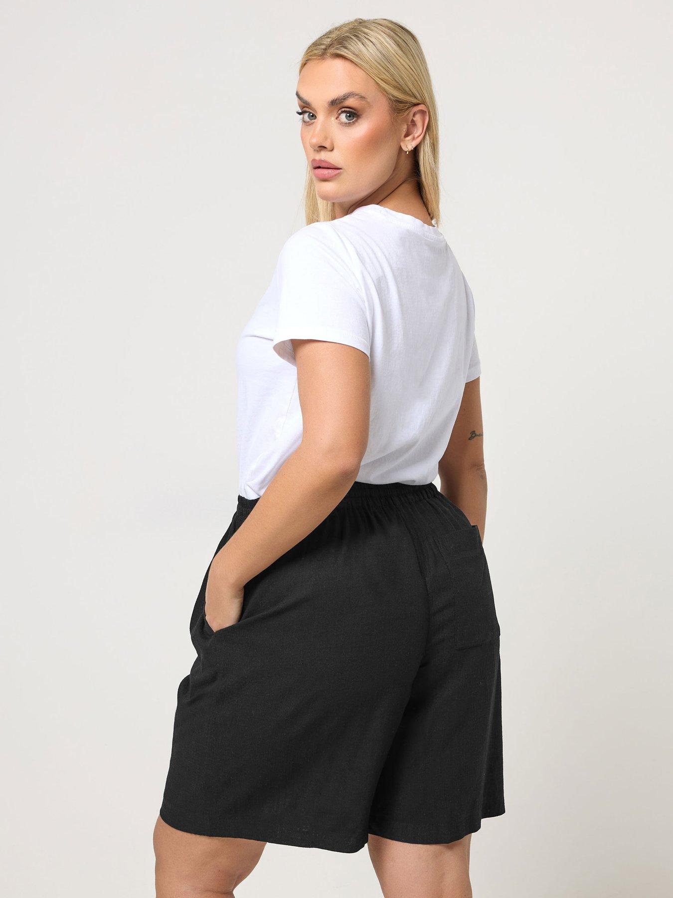 yours-curve-linen-shorts-blackstillFront
