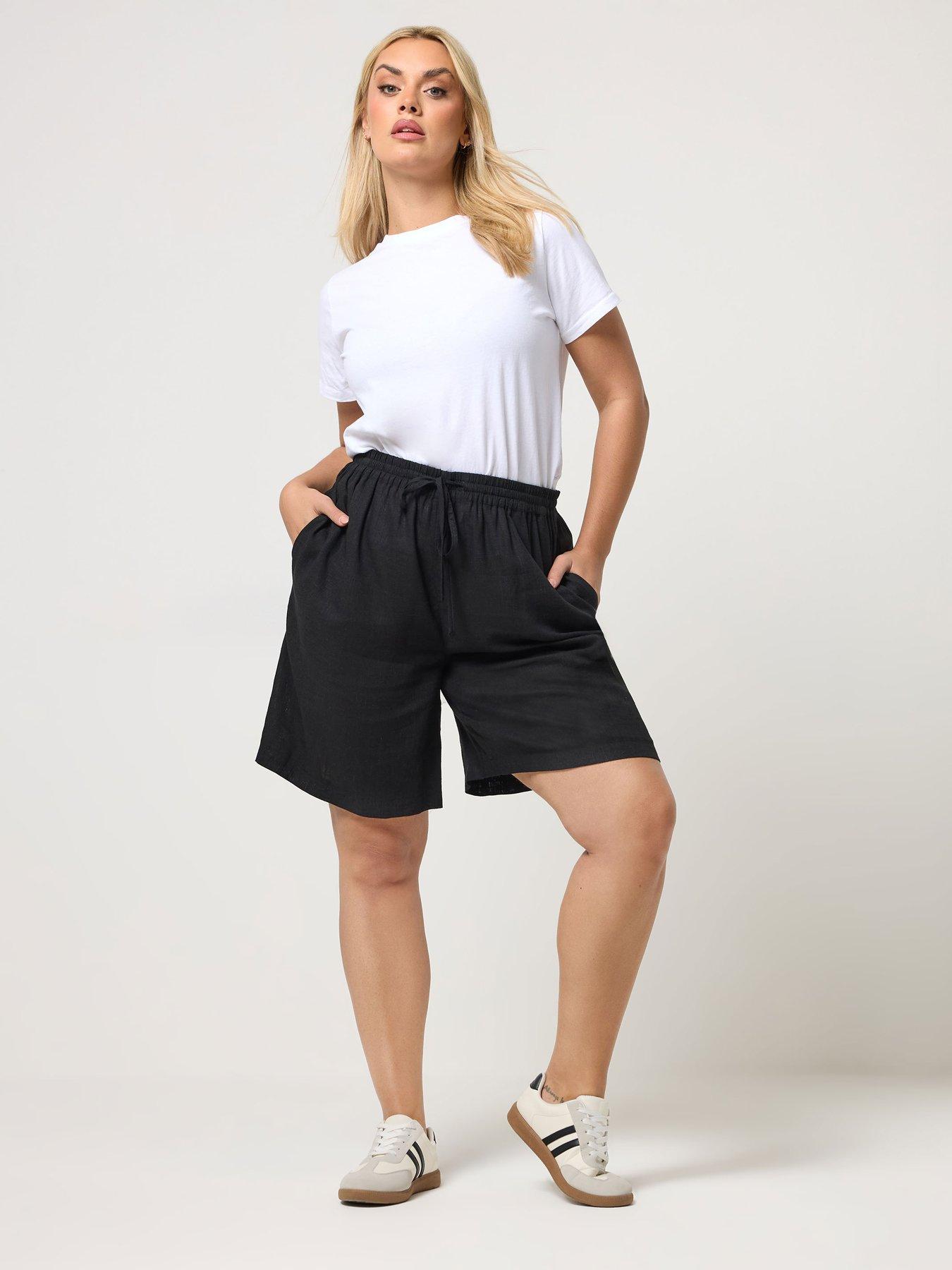 yours-curve-linen-shorts-blackback