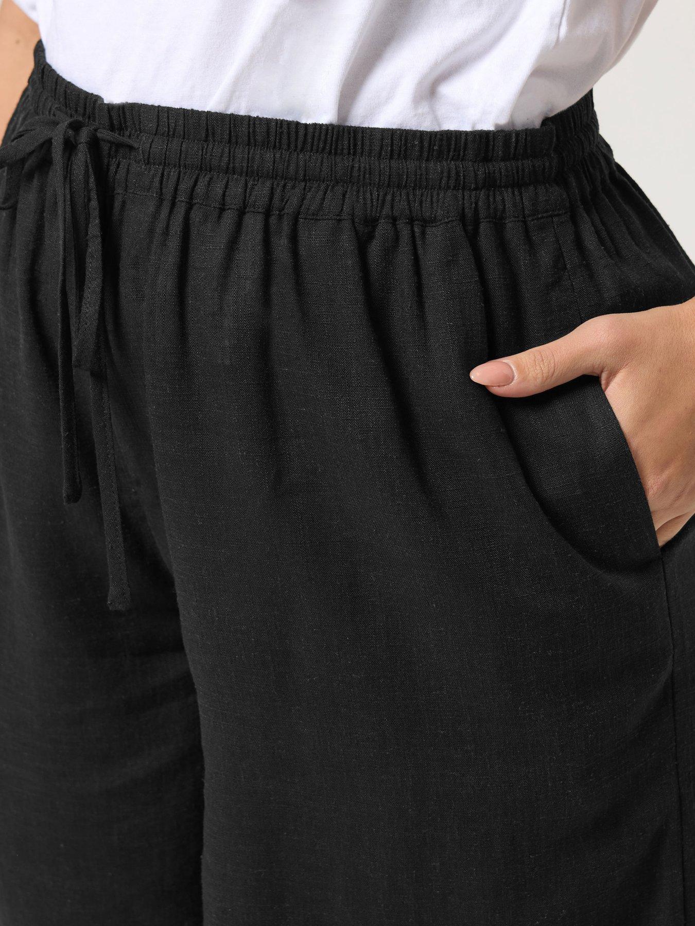 yours-curve-linen-shorts-blackoutfit